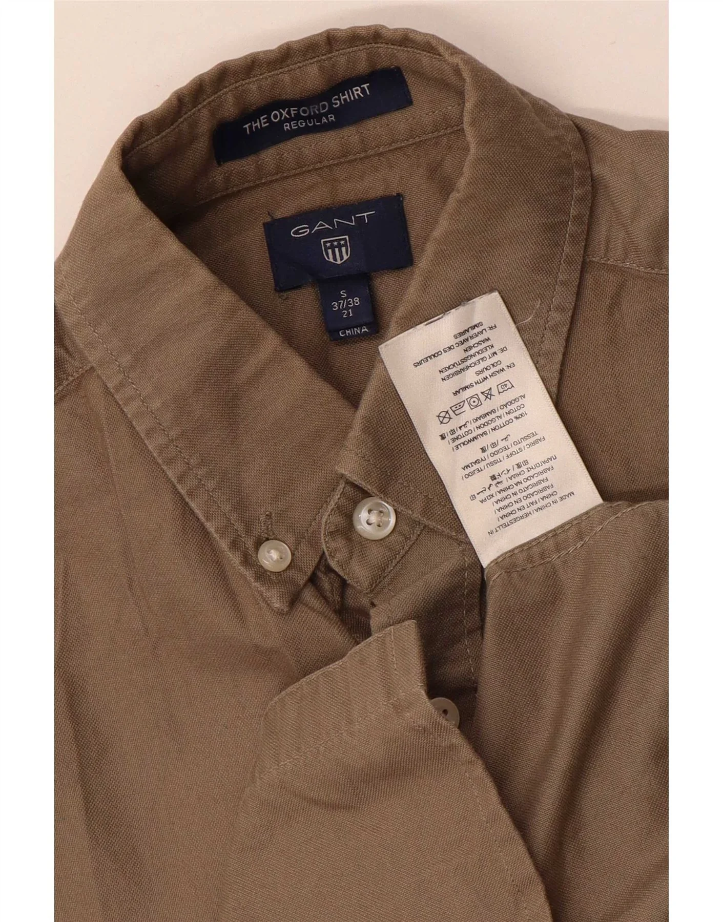 Gant Mens Oxford Regular Fit Shirt Size 37/38 Small Beige Cotton - Image 3