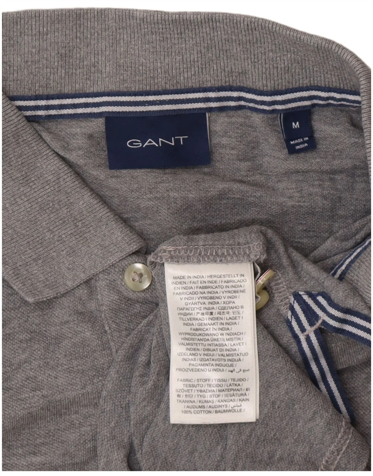 Gant Mens Polo Shirt Medium Grey Cotton - Image 3