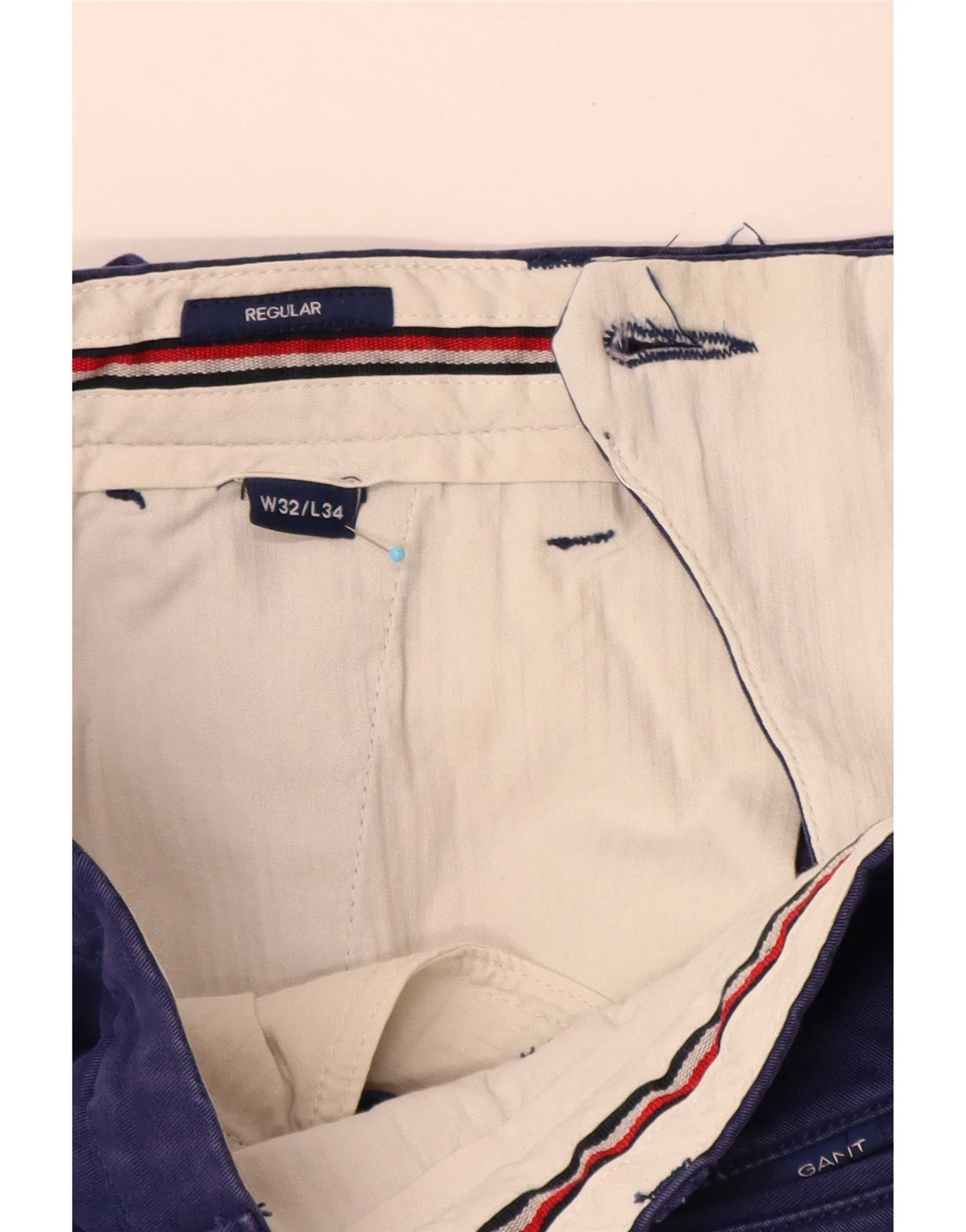 Gant Mens Regular Chino Trousers W32 L34 Blue Cotton - Image 3