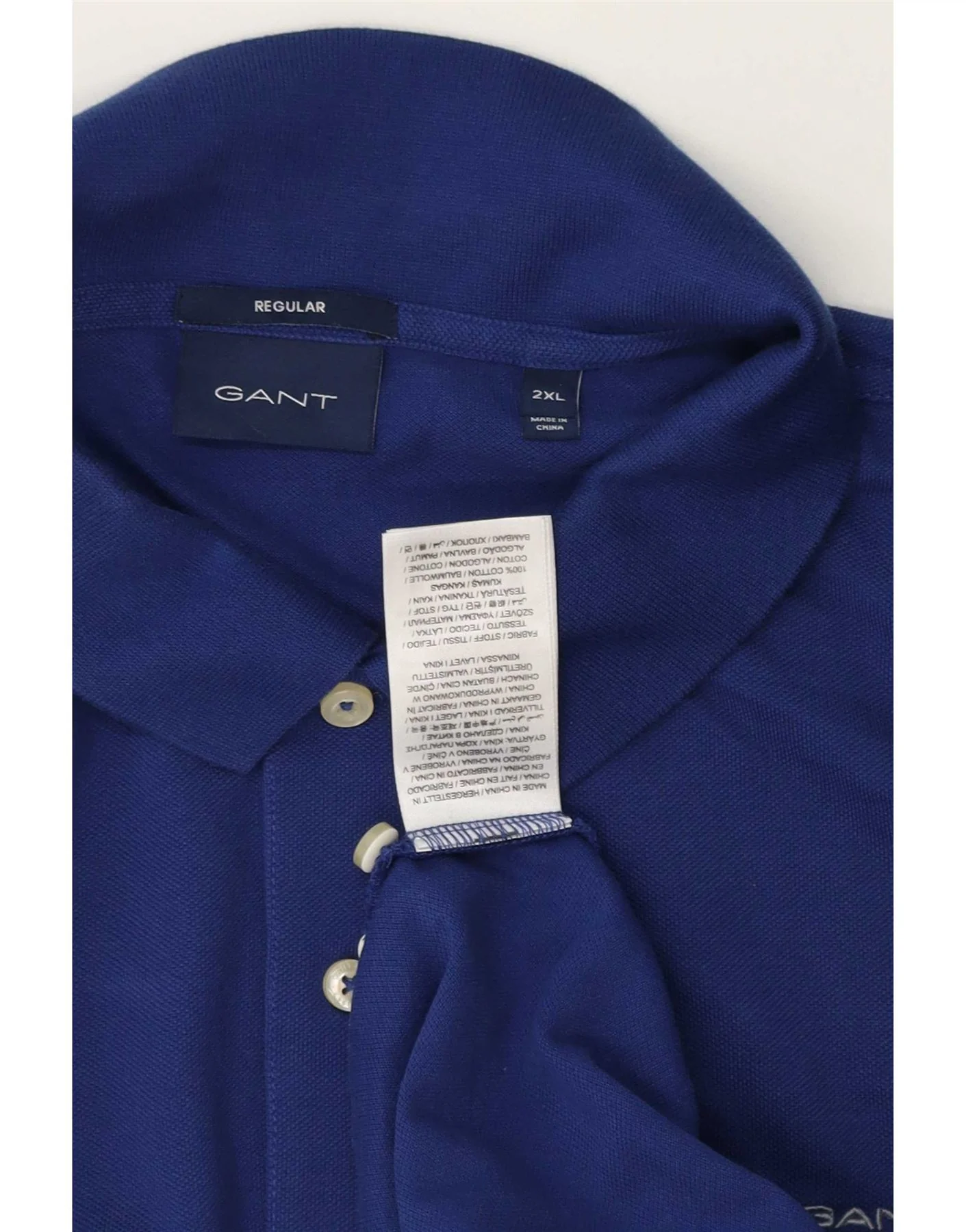 Gant Mens Regular Fit Polo Shirt 2XL Blue Cotton - Image 3