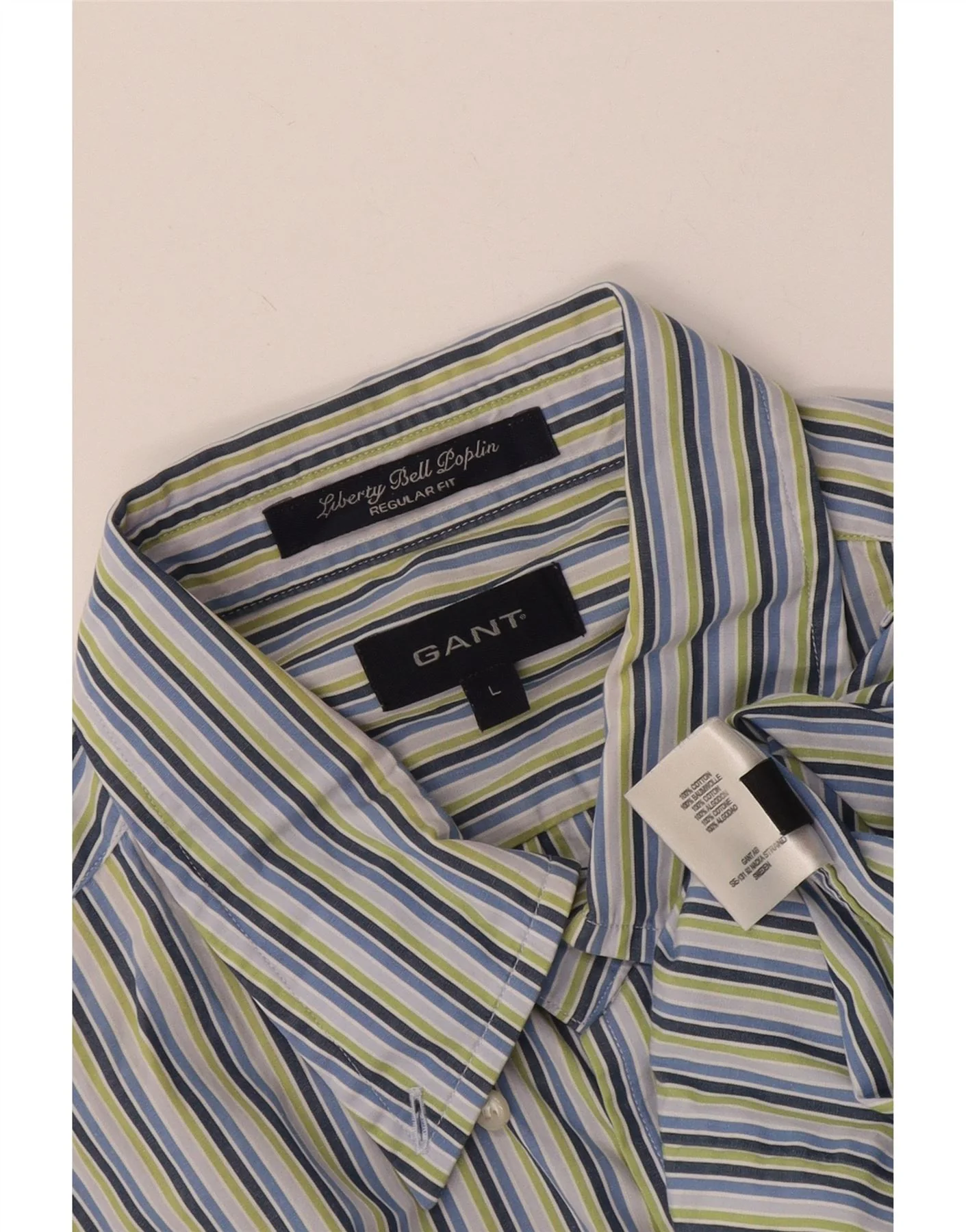 Gant Mens Regular Fit Shirt Large Blue Striped Cotton - Image 3
