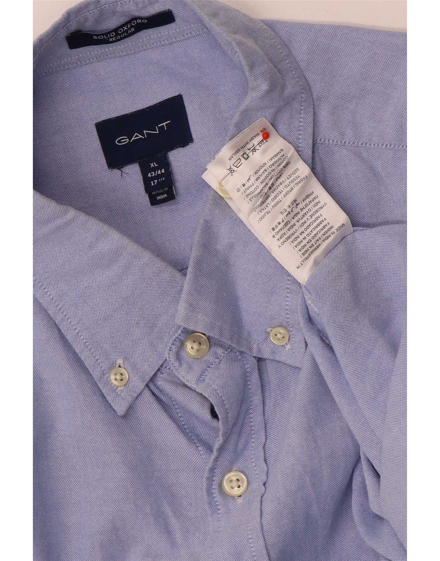 Gant Mens Regular Fit Shirt Size 43/44 17 1/2 XL Blue Cotton - Image 3