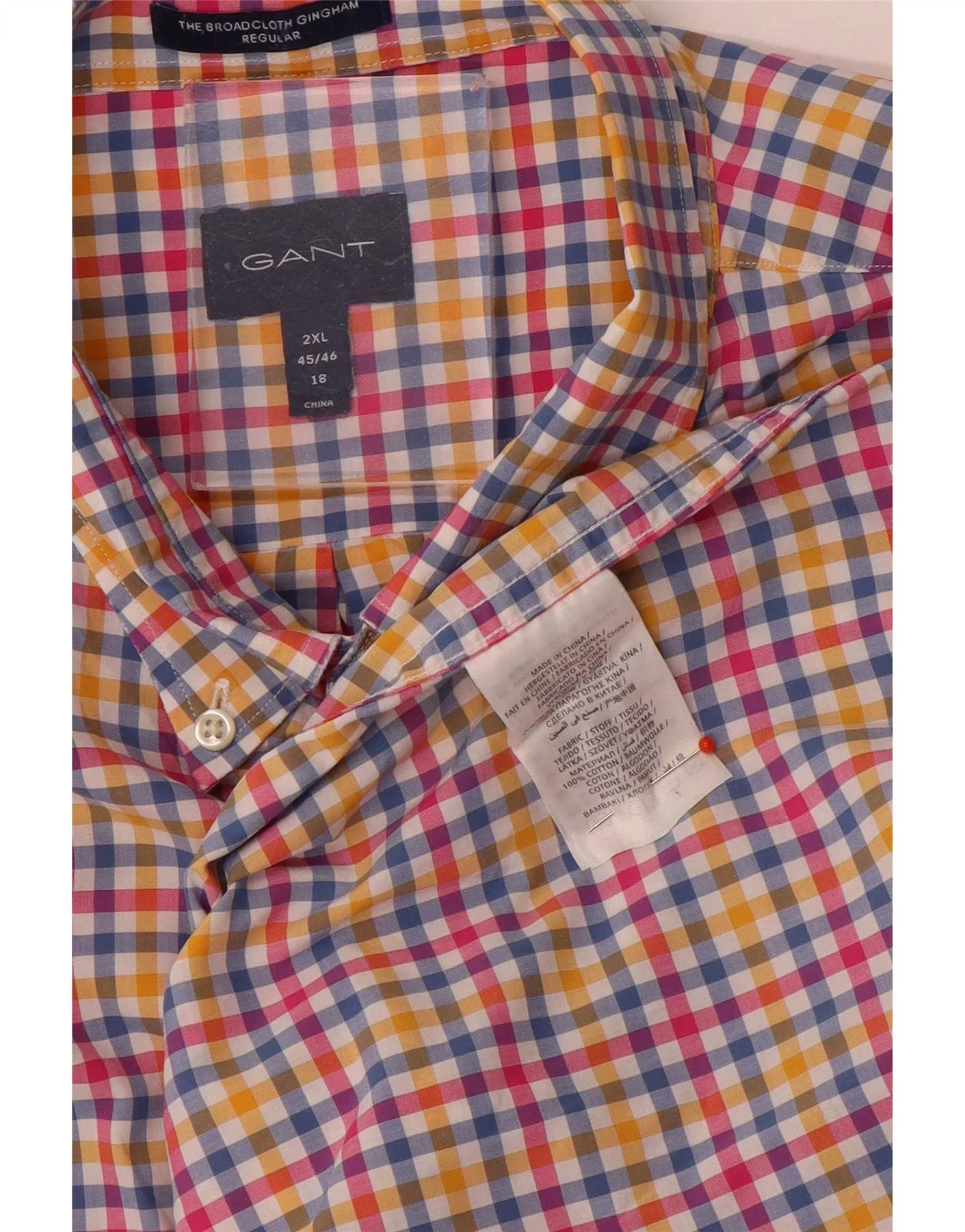 Gant Mens Regular Fit Shirt Size 45/46 18 2XL Multicoloured Gingham Cotton - Image 3
