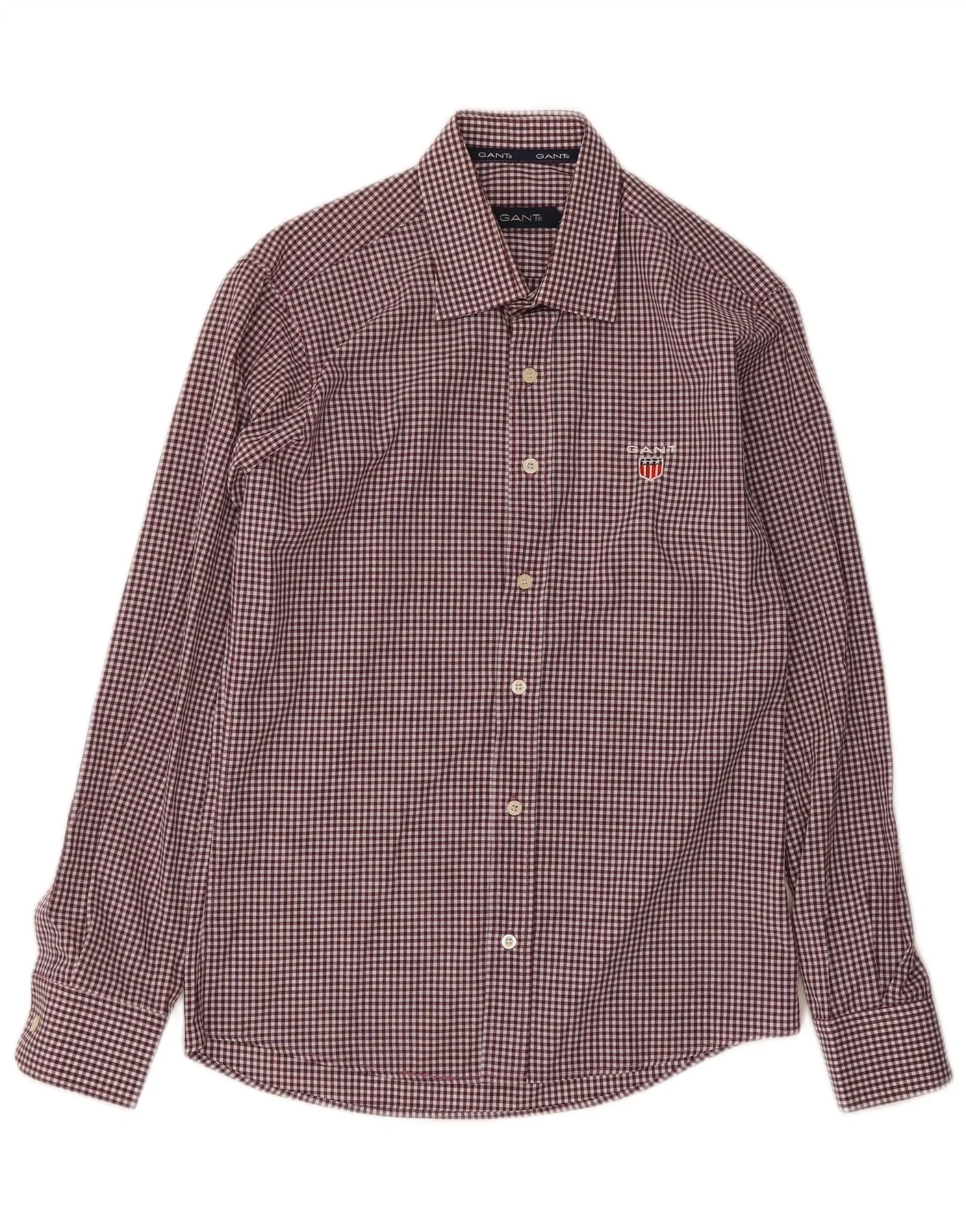 Gant Mens Shirt Large Burgundy Gingham