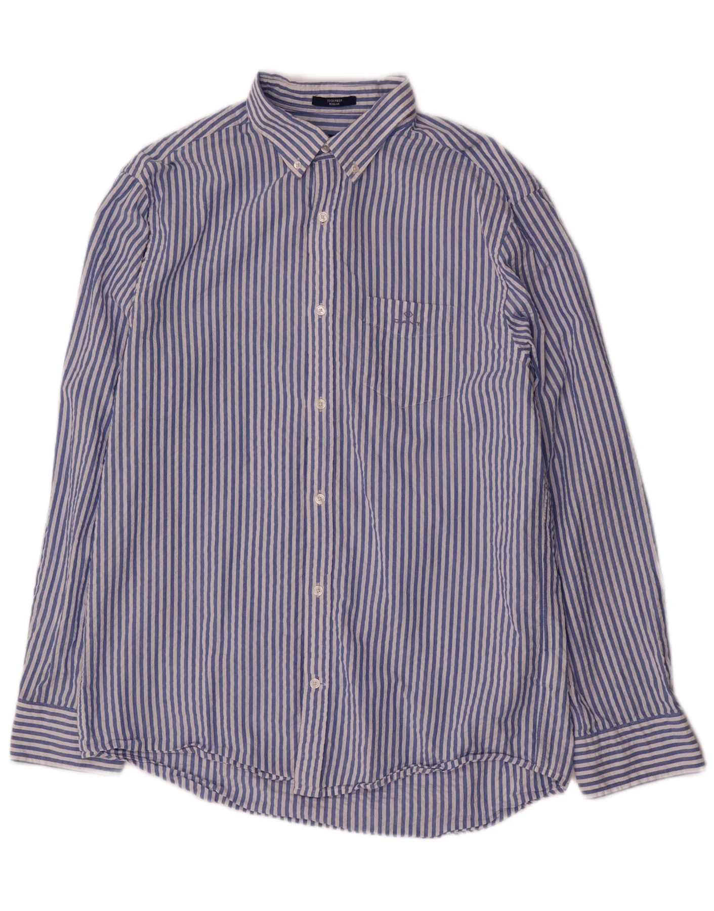 Gant Mens Shirt Size 41/42 16 1/2 Large Blue Pinstripe Cotton