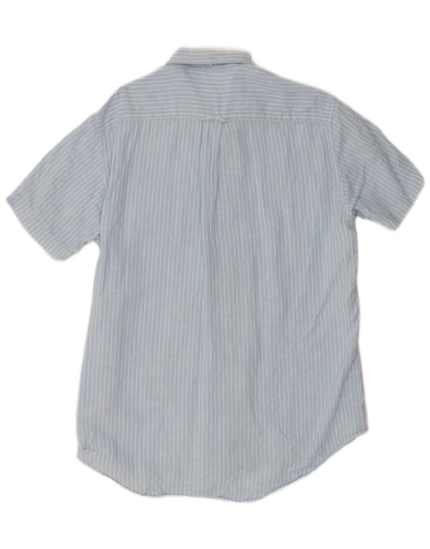 Gant Mens Short Sleeve Shirt Size 39/40 15 3/4 Medium Blue Pinstripe Linen - Image 2