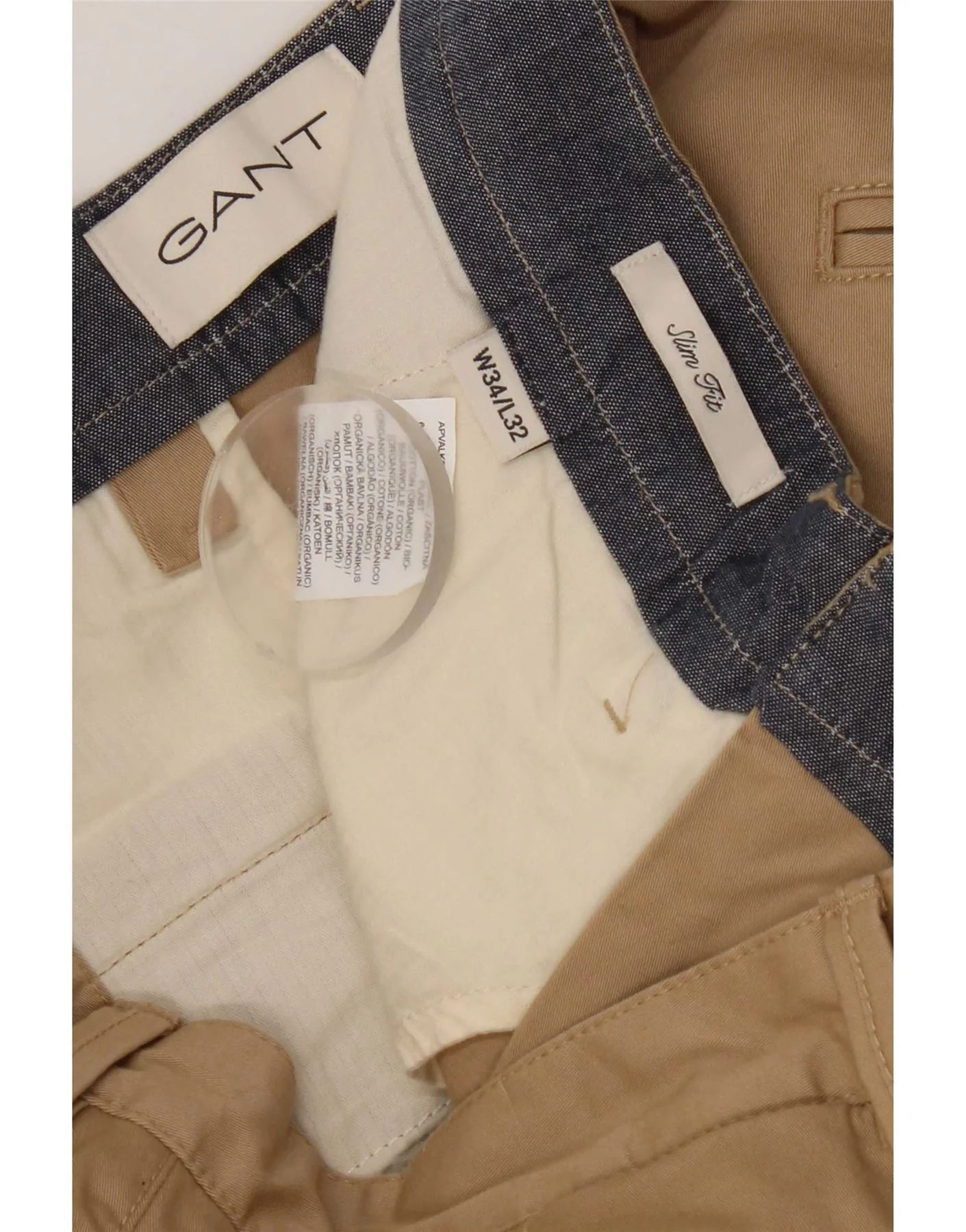 Gant Mens Slim Fit Chino Trousers W34 L32 Beige Cotton - Image 4