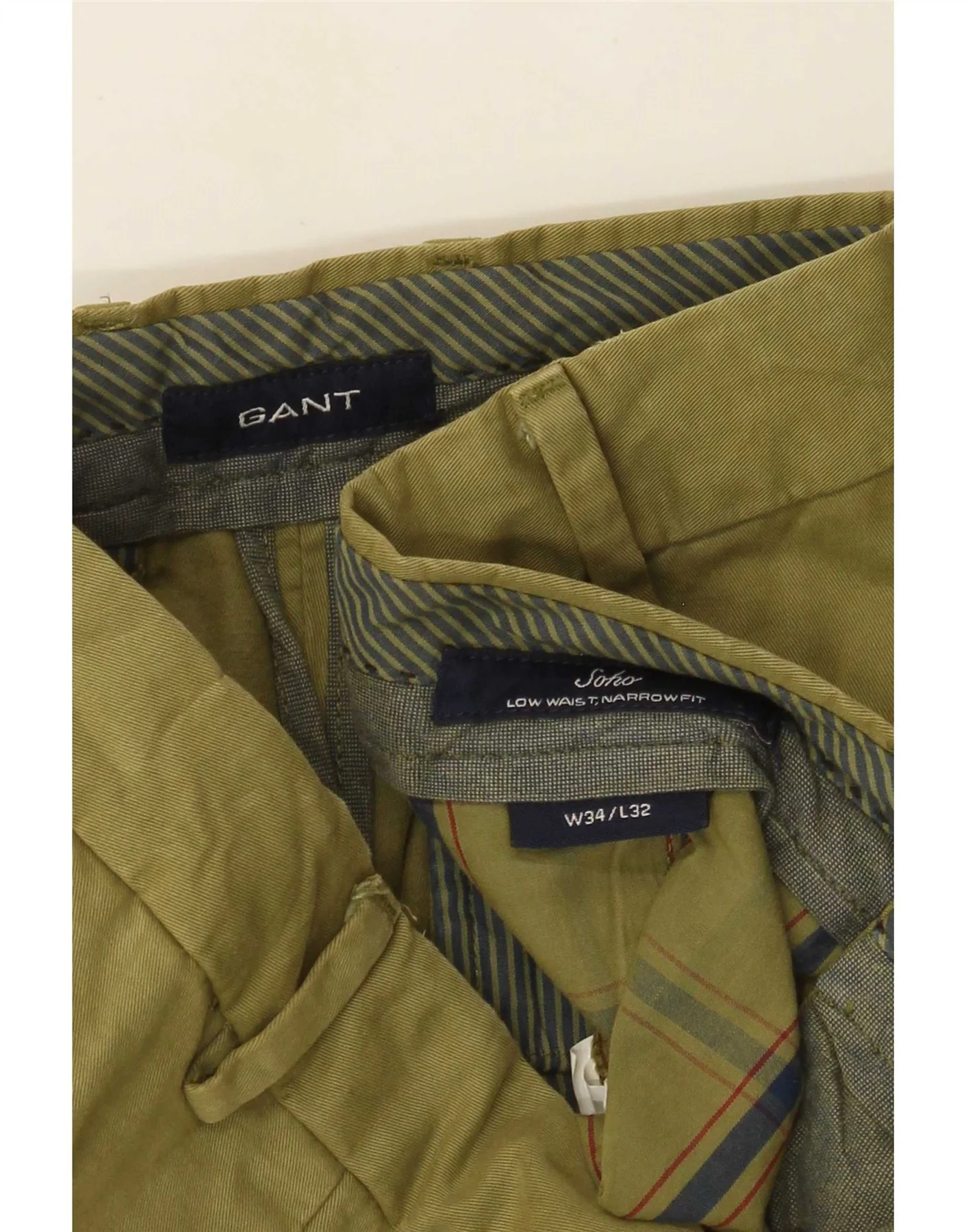 Gant Mens Soho Low Waist Straight Chino Trousers W34 L32 Green Cotton - Image 4