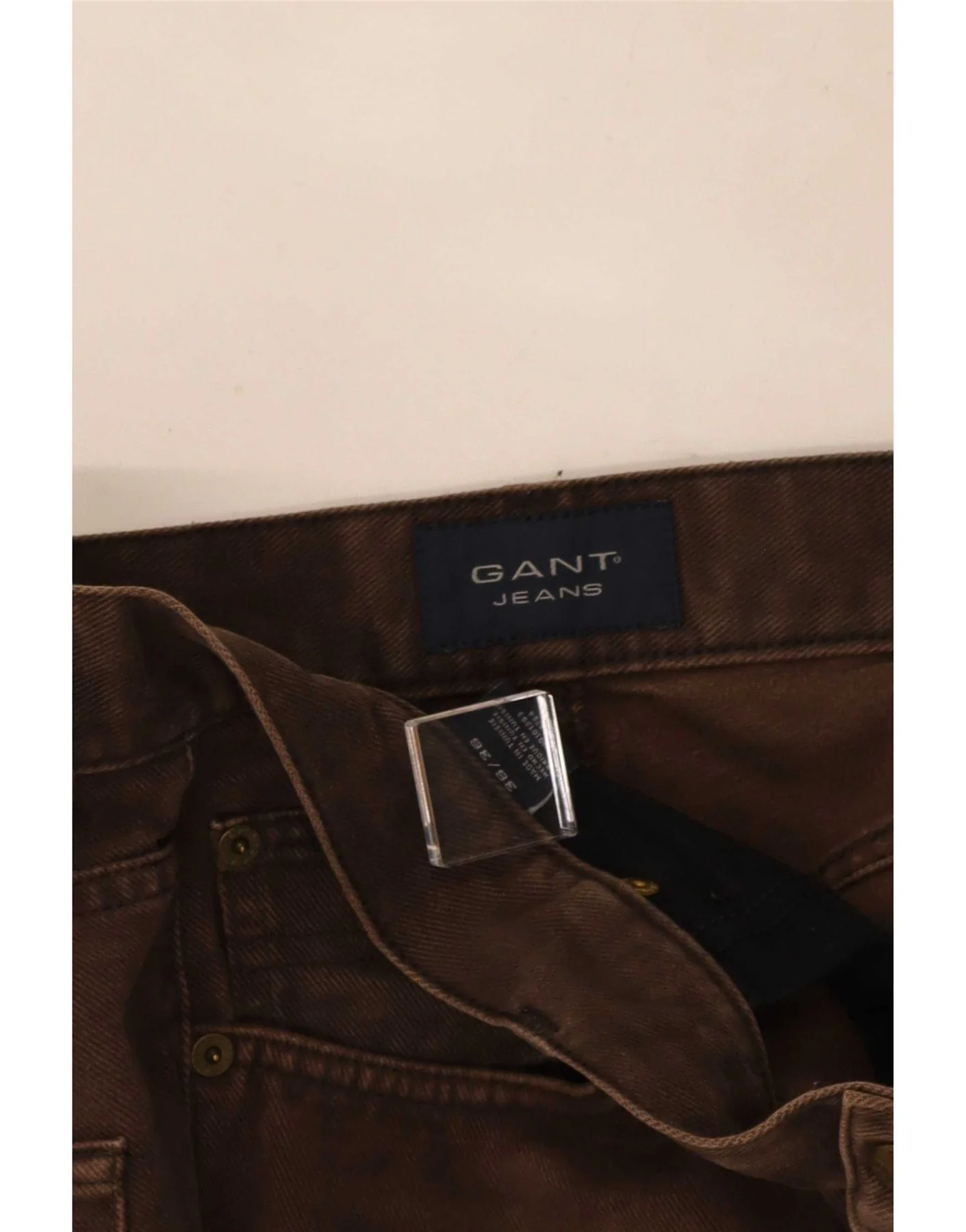 Gant Mens Straight Casual Trousers W36 L28 Brown Cotton - Image 5