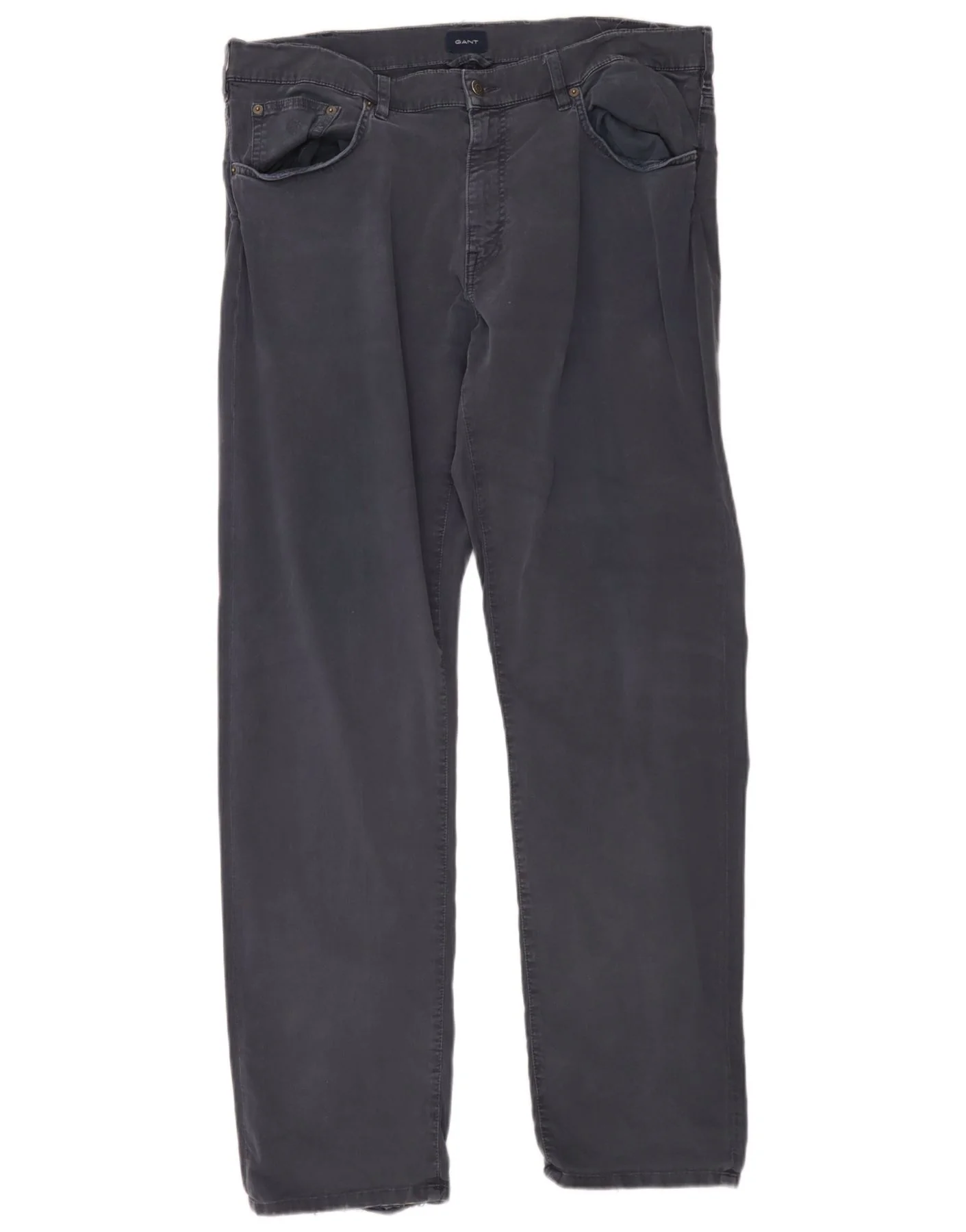 Gant Mens Straight Casual Trousers W38 L34 Navy Blue Cotton