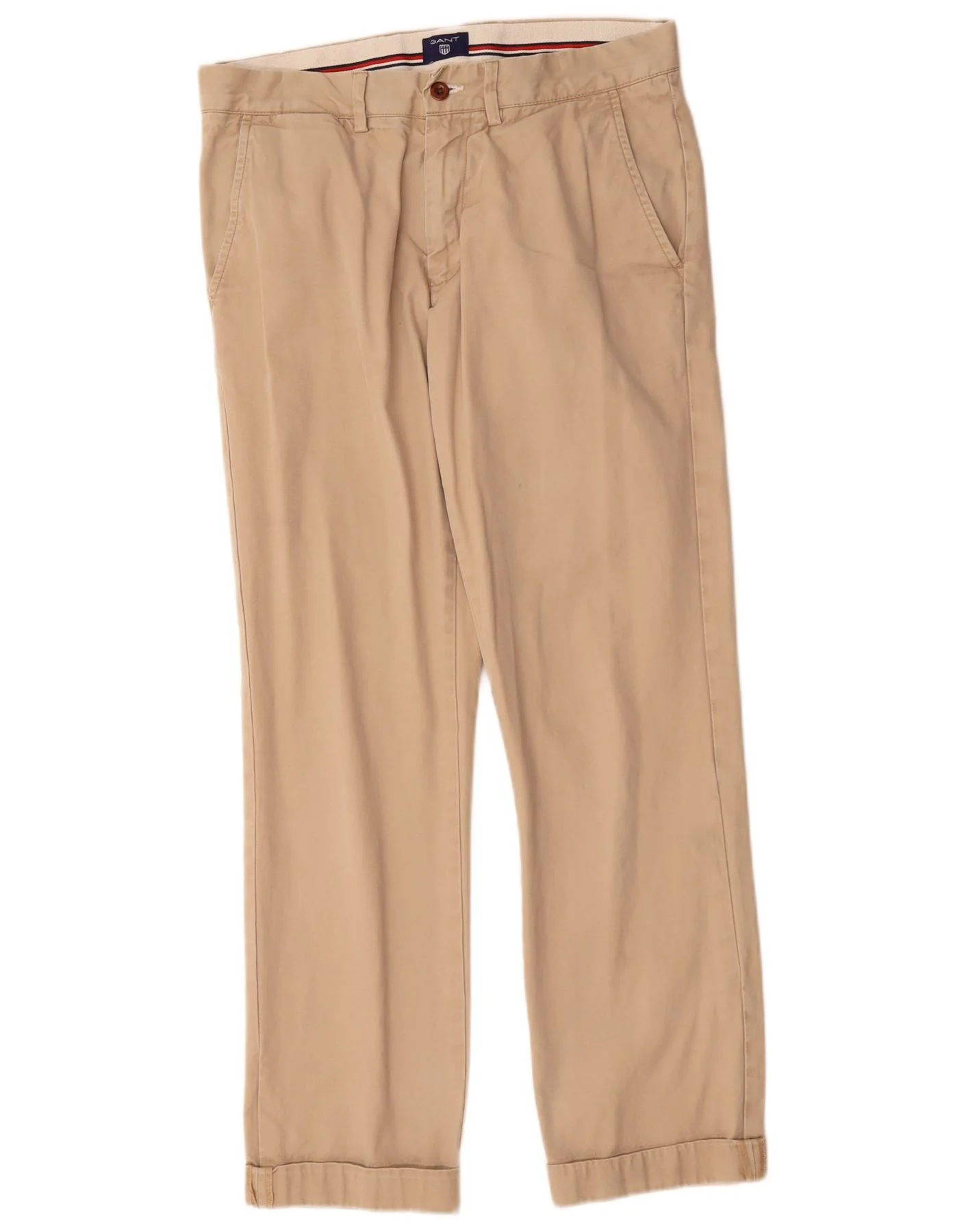 Gant Mens Straight Chino Trousers W32 L34 Beige Cotton