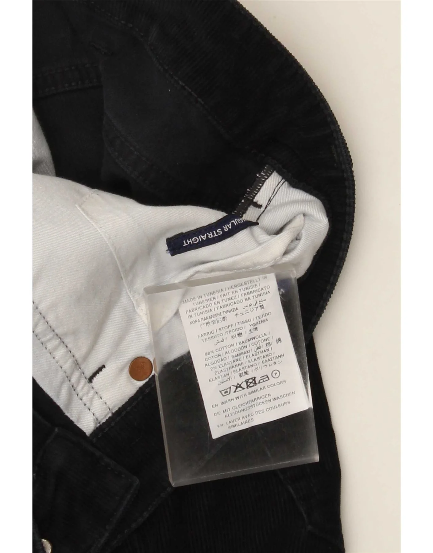 Gant Mens Straight Corduroy Trousers W34 L32 Navy Blue Cotton - Image 3