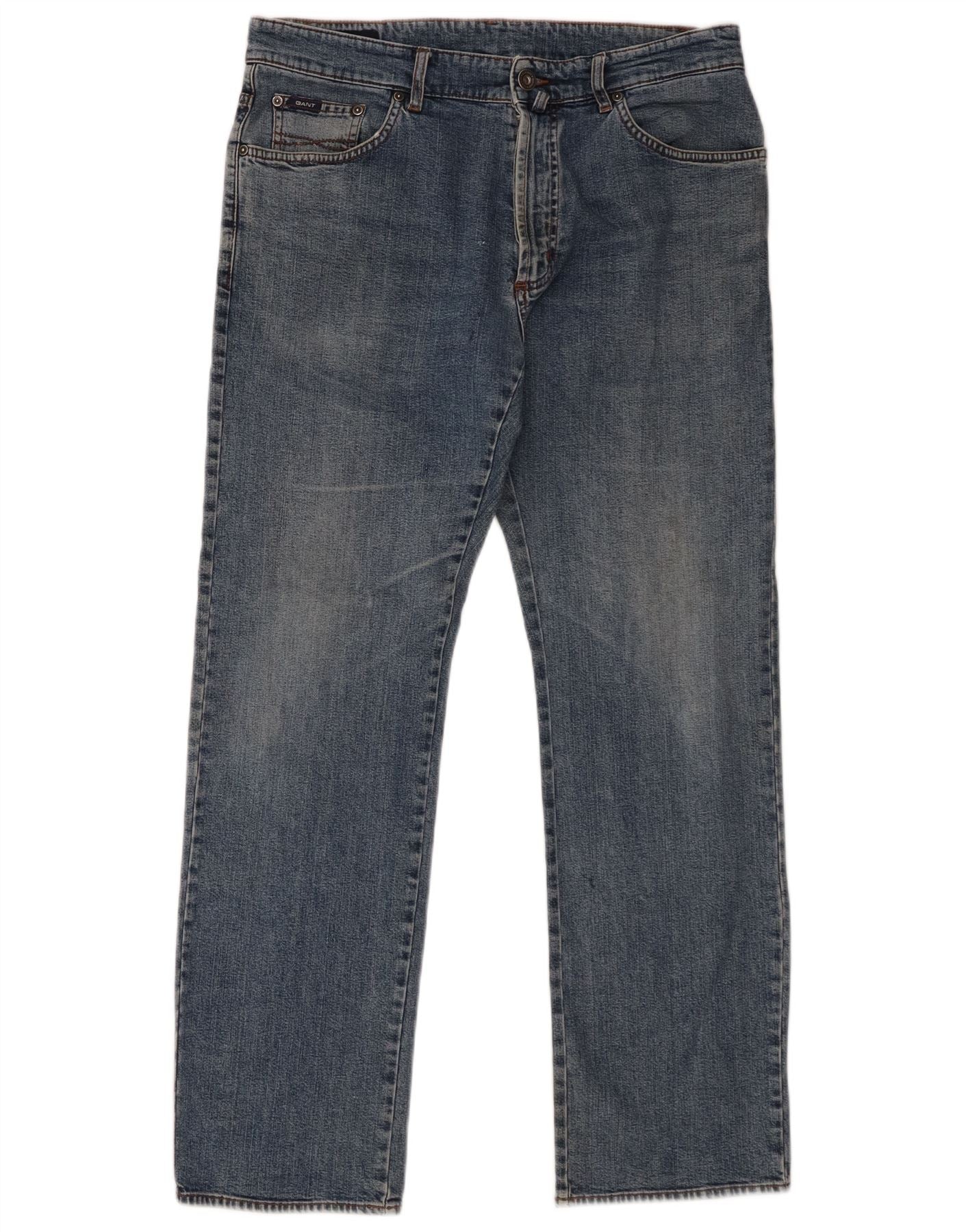 Gant Mens Straight Jeans W34 L32 Blue Cotton