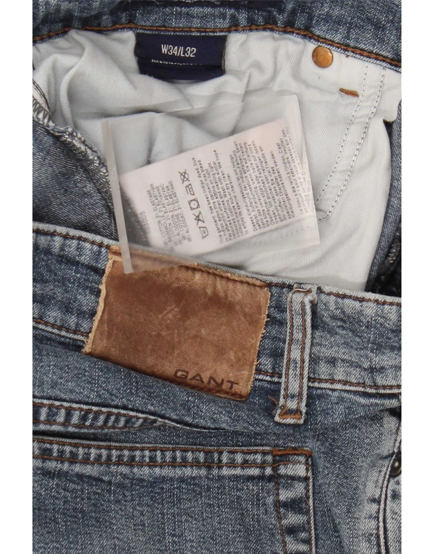 Gant Mens Straight Jeans W34 L32 Blue Cotton - Image 3