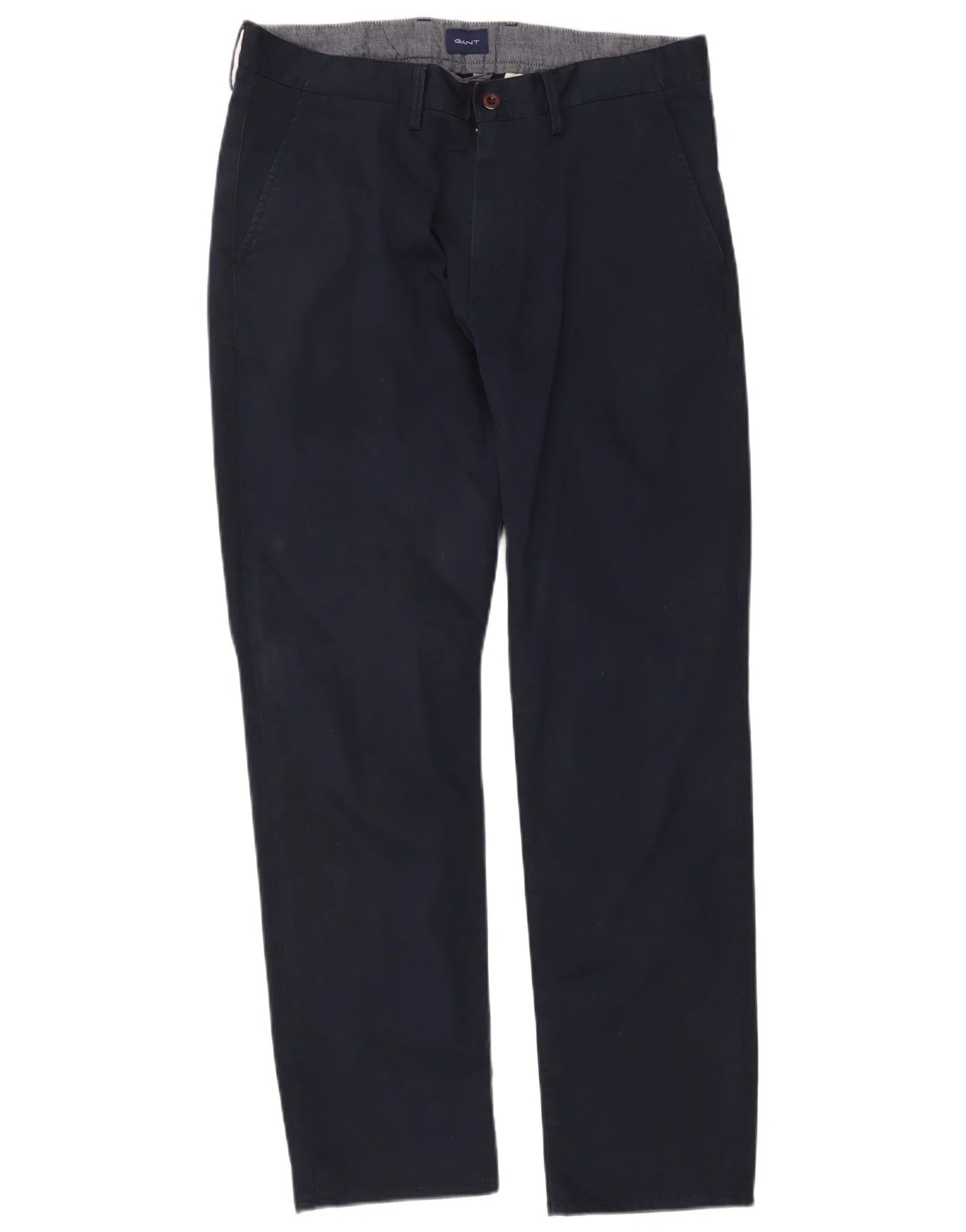 Gant Mens Straight Regular Chino Trousers W36 L31 Navy Blue