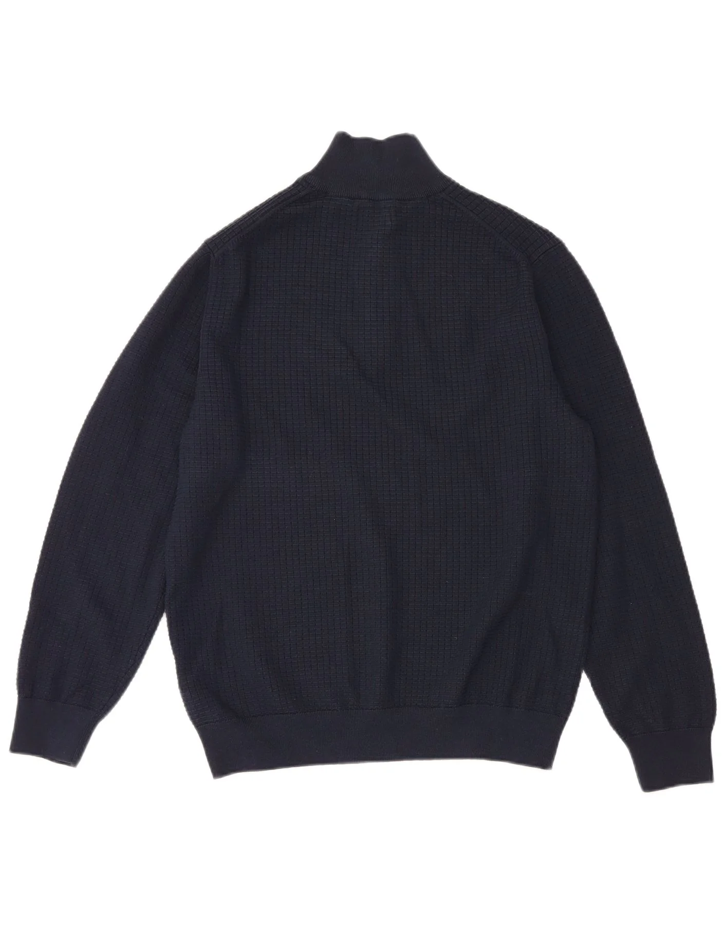 Gant Mens Zip Neck Jumper Sweater Large Navy Blue Cotton - Image 2