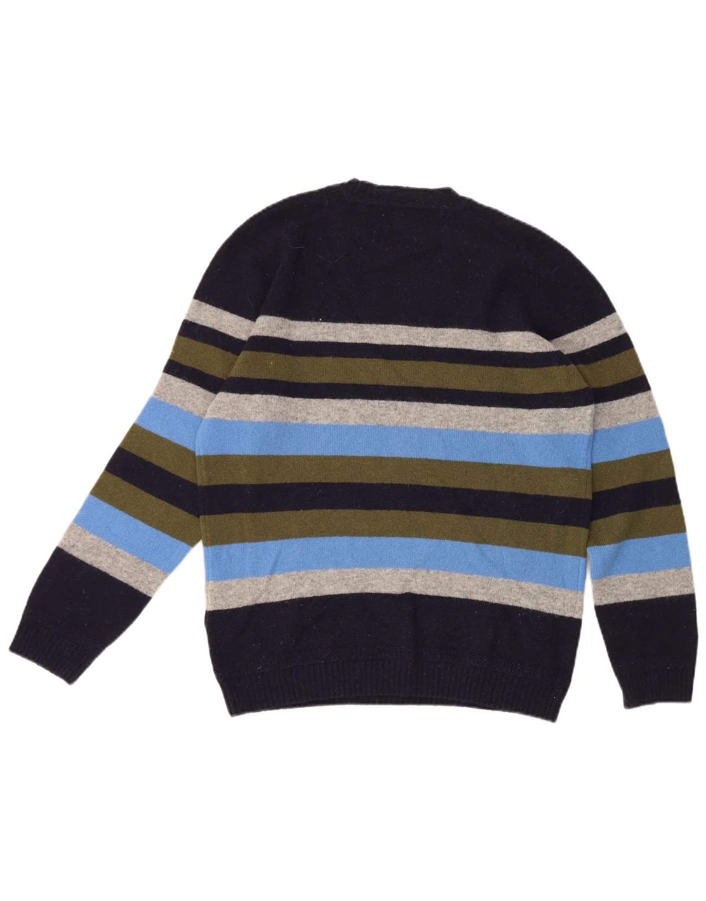 Gant Womens Crew Neck Jumper Sweater UK 16 Large Navy Blue Striped Wool - Image 2