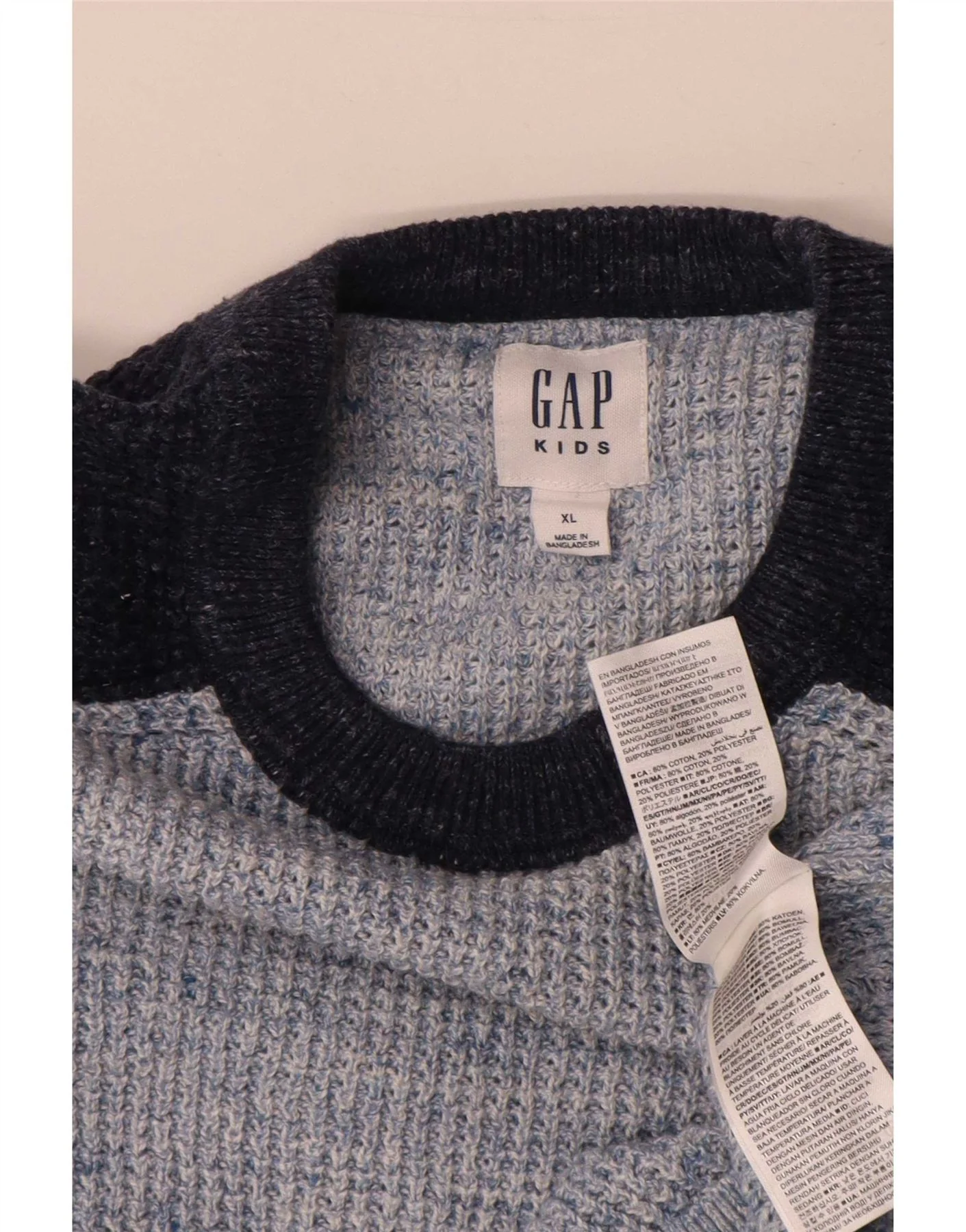 Gap Boys Crew Neck Jumper Sweater 11-12 Years XL Blue Colourblock Cotton - Image 3