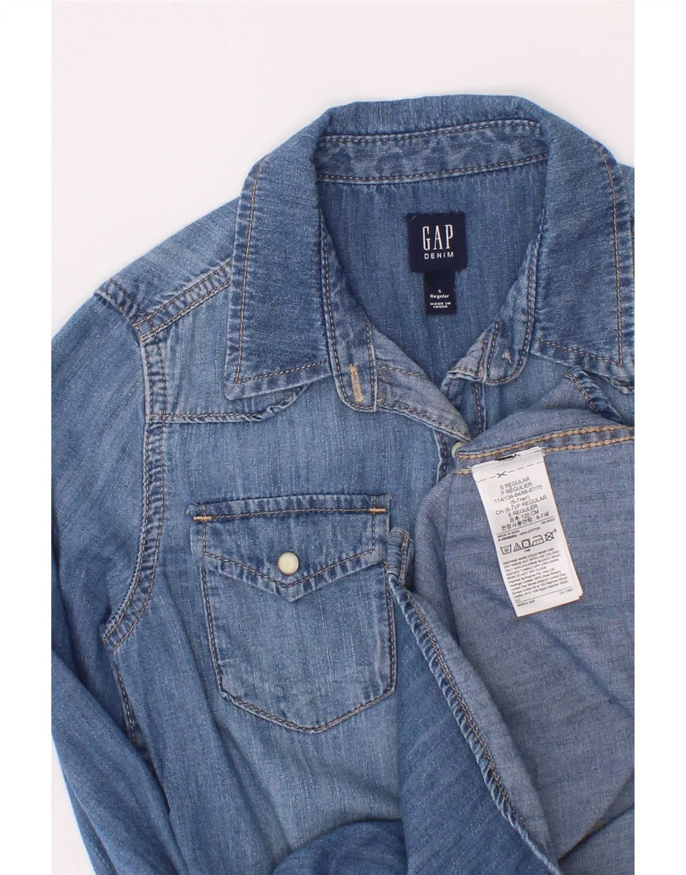 Gap Girls Denim Shirt 6-7 Years Small Blue Cotton - Image 4