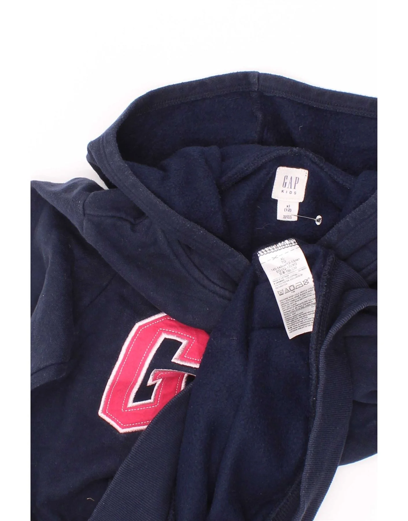 Gap Girls Graphic Hoodie Jumper 11-12 Years XL Navy Blue Cotton - Image 3
