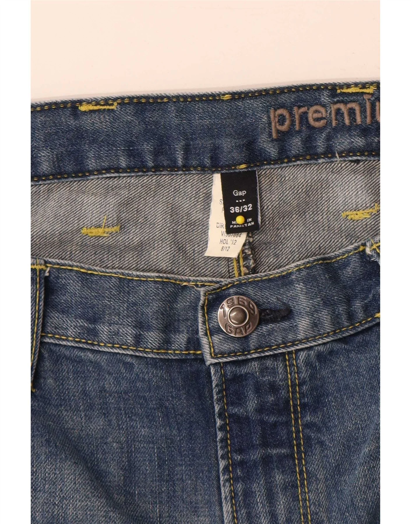Gap Mens Premium Slim Straight Jeans W36 L32 Blue Cotton - Image 3