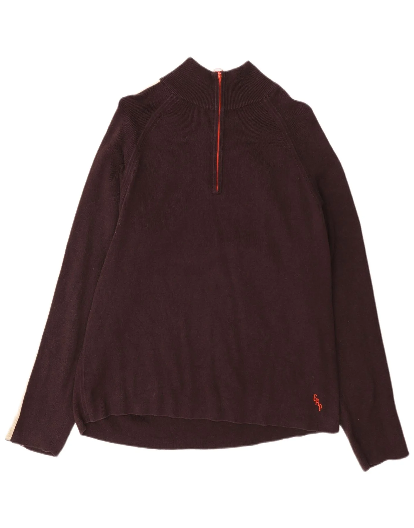 Gap Mens Regular Fit Zip Neck Jumper Sweater XL Burgundy Cotton