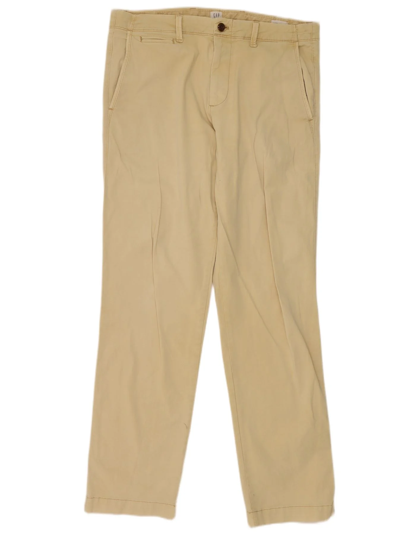 Gap Mens Straight Chino Trousers W34 L34 Yellow Cotton