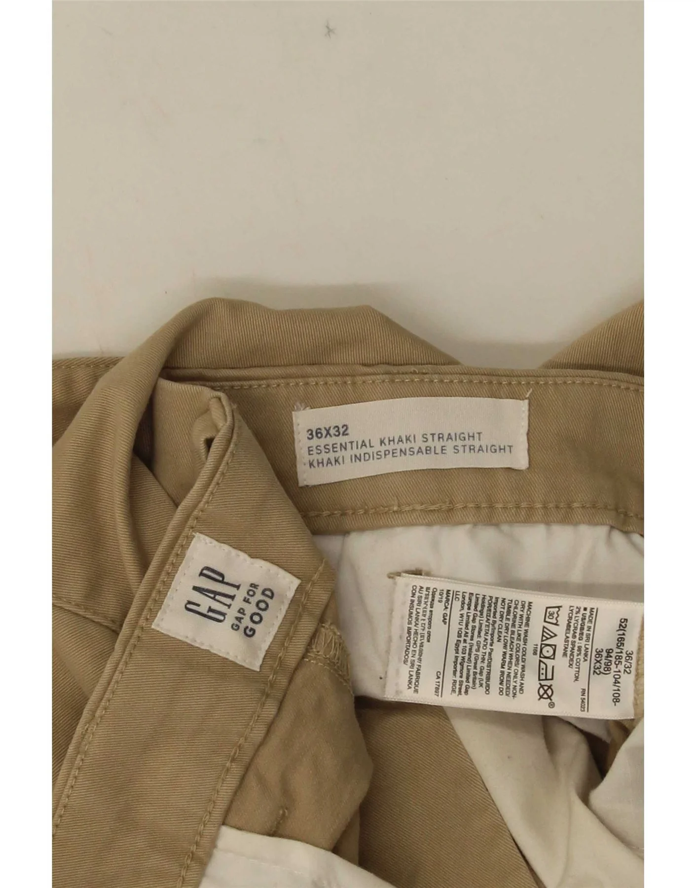 Gap Mens Straight Chino Trousers W36 L32 Beige Cotton - Image 3