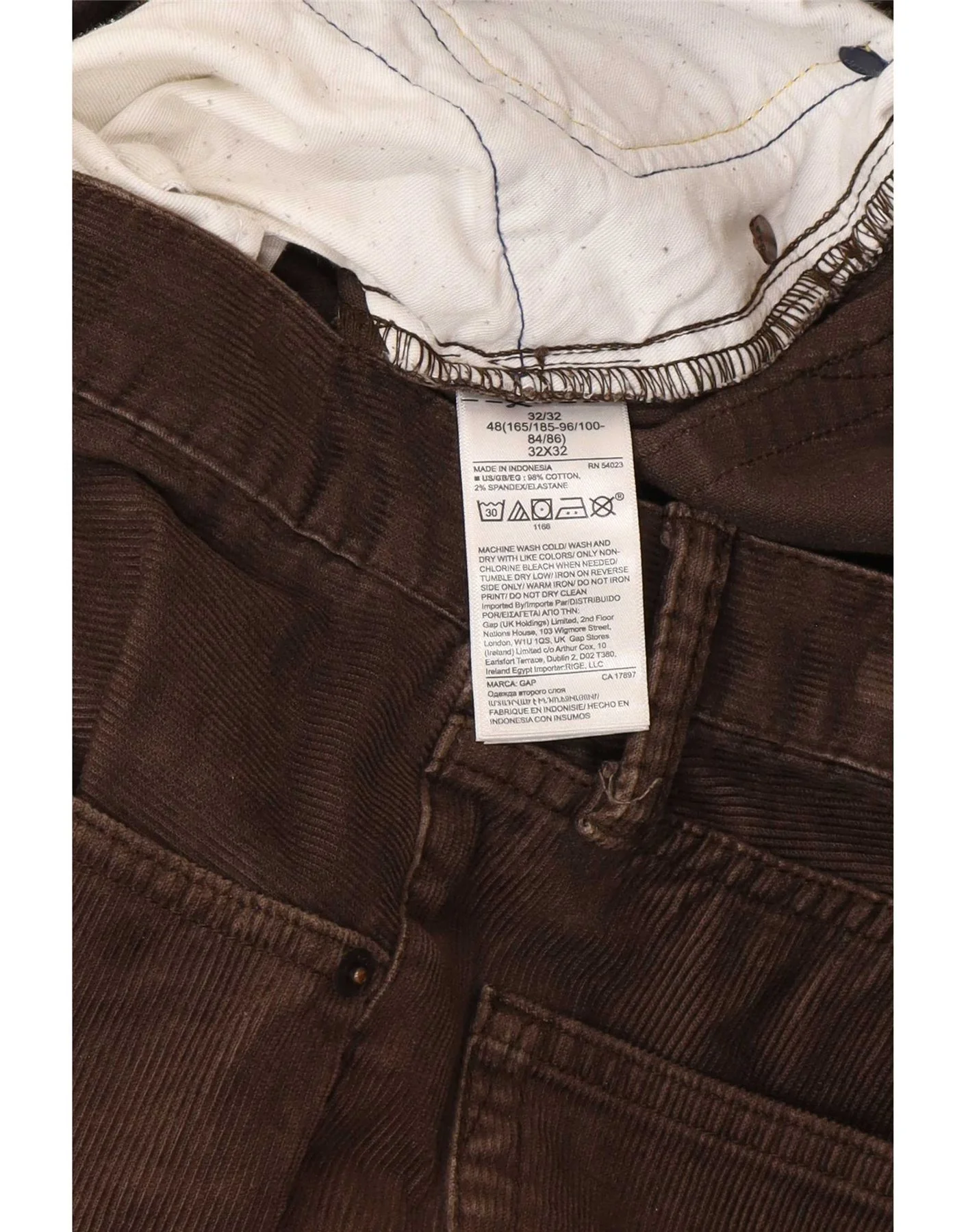 Gap Mens Straight Corduroy Trousers W32 L32 Brown Cotton - Image 4