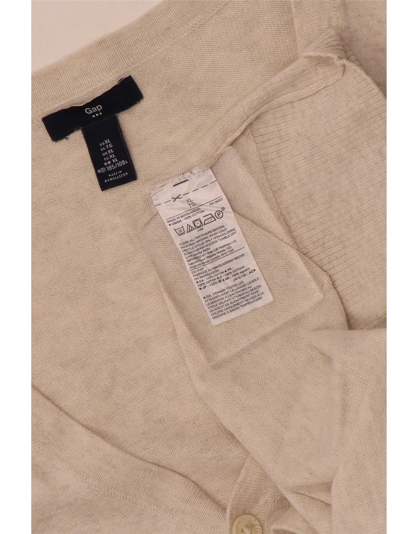 Gap Womens Cardigan Sweater UK 18 XL Beige Cotton - Image 4