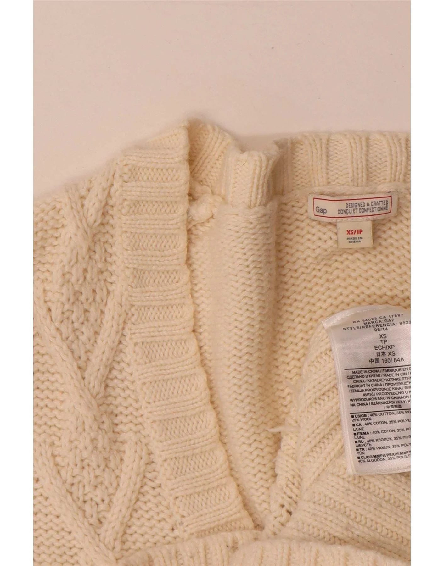 Gap Womens Cardigan Sweater UK 4 XS Off White Cotton - Image 4