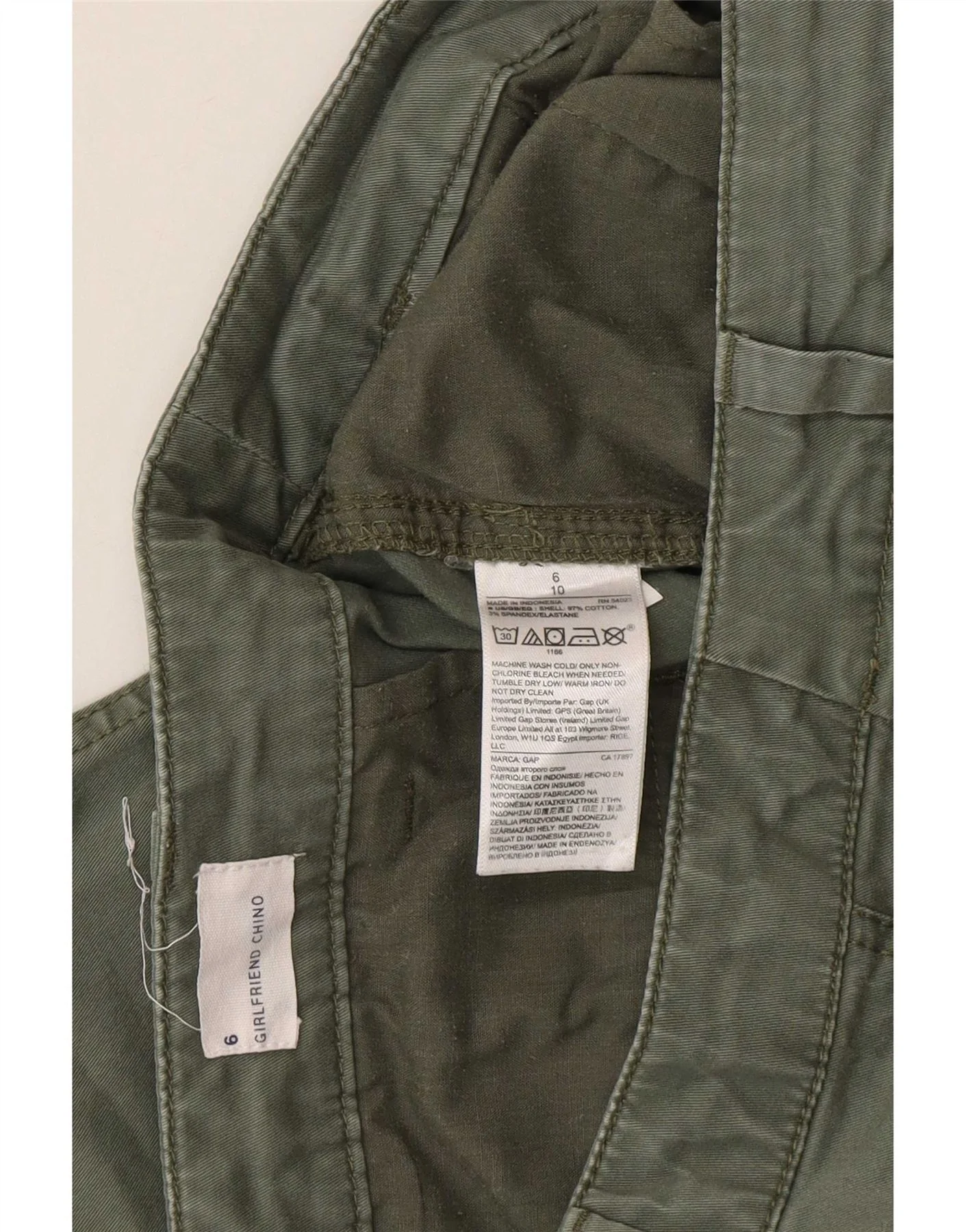 Gap Womens Girlfriend Chino Trousers US 6 Medium W30 L28 Green Cotton - Image 3