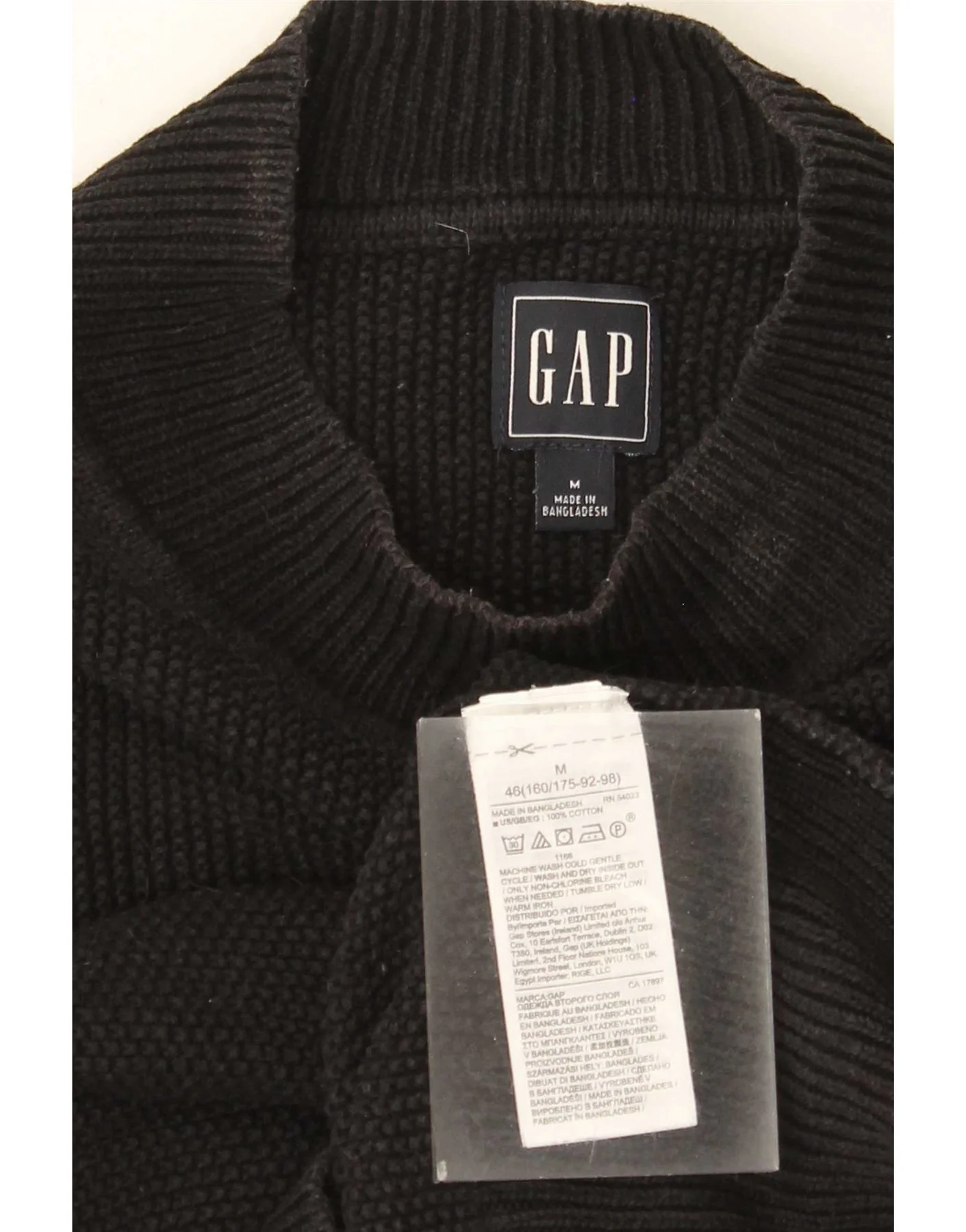 Gap Womens Turtle Neck Jumper Sweater UK 14 Medium Black Cotton - Image 4