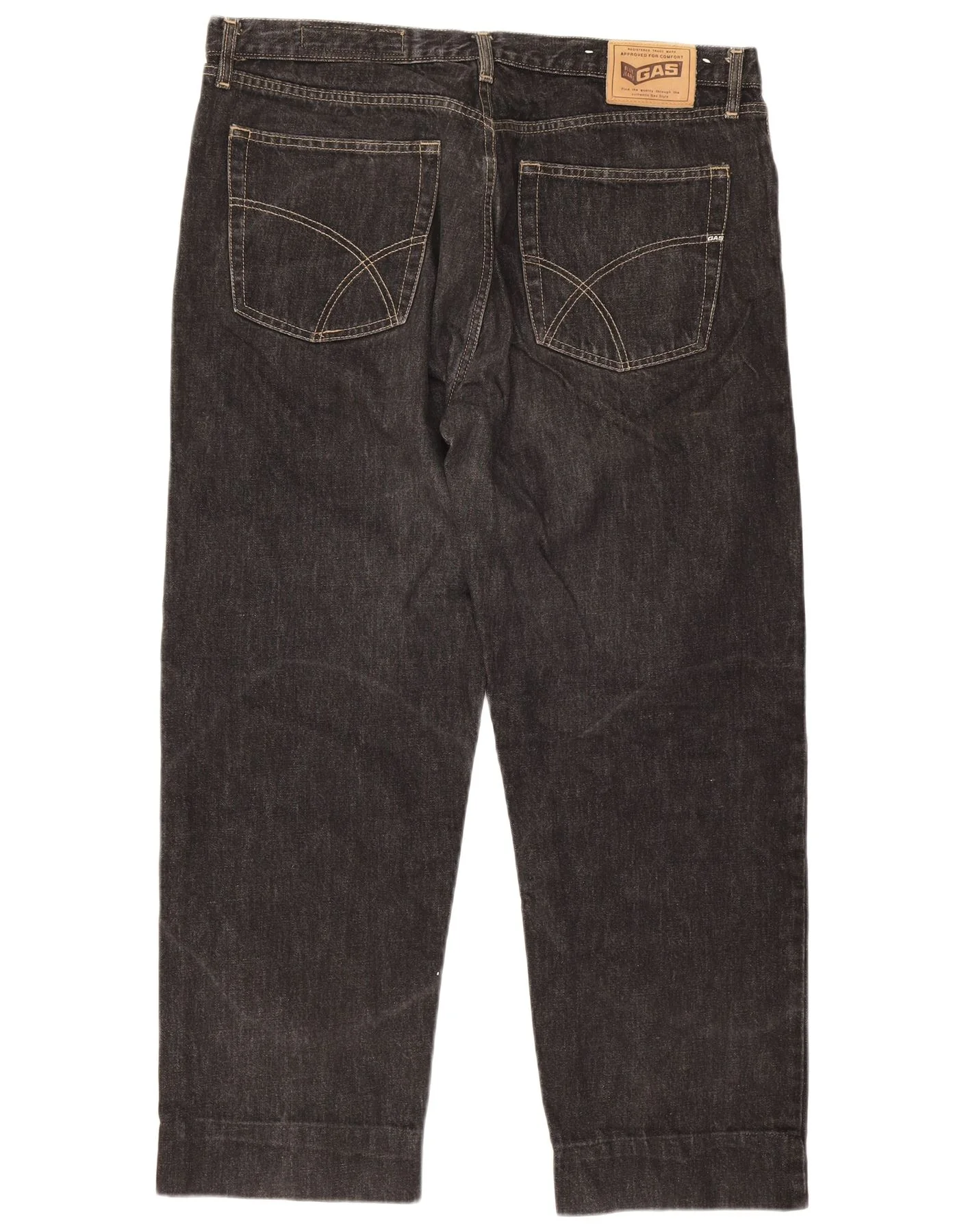 Gas Mens California Straight Jeans W34 L28 Black Cotton - Image 2