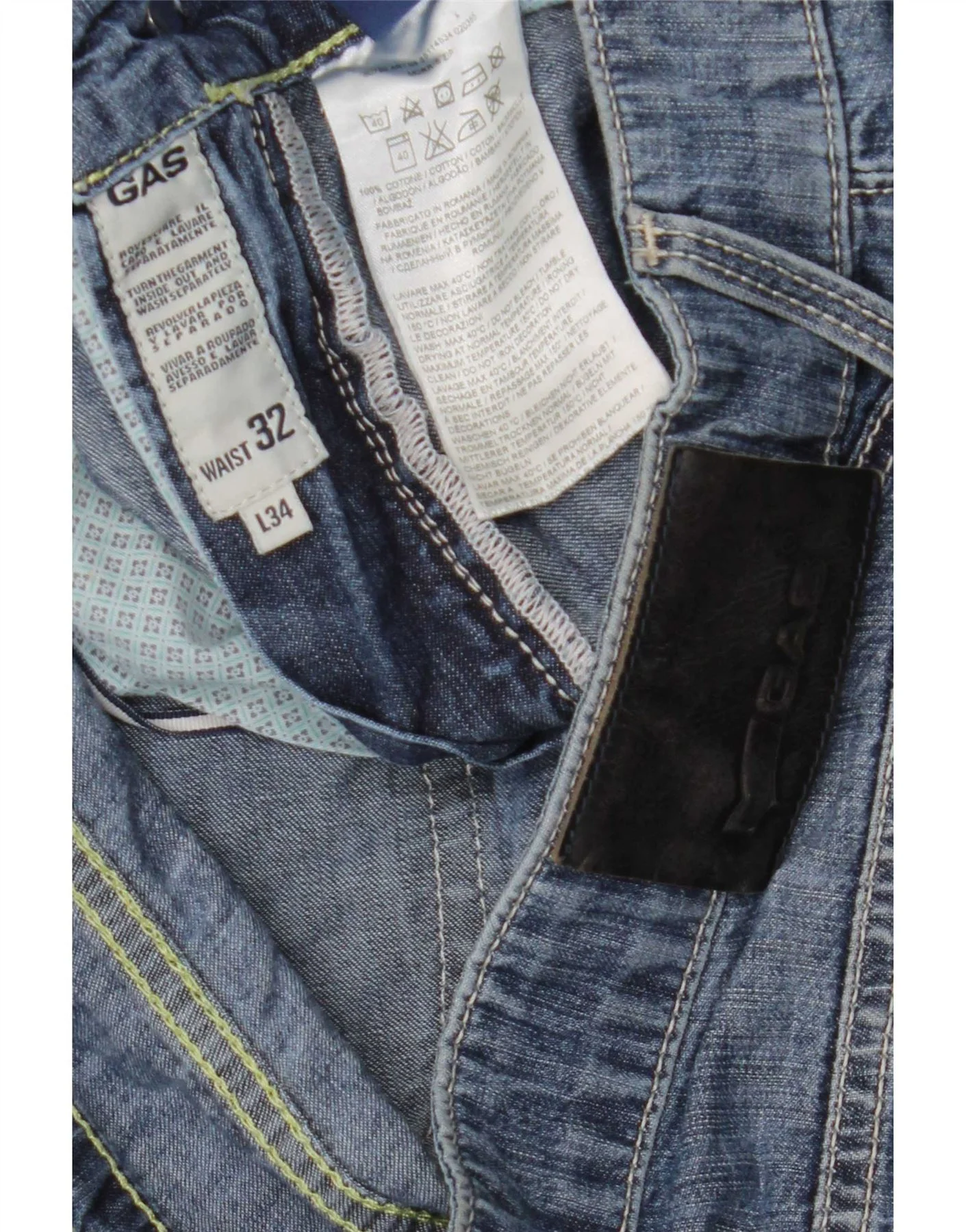 Gas Mens Straight Jeans W32 L34 Blue Cotton - Image 3