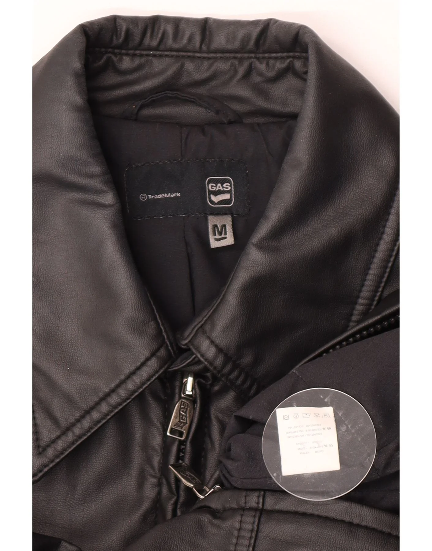 Gas Womens Faux Leather Overcoat UK 12 Medium Black Cotton - Image 4