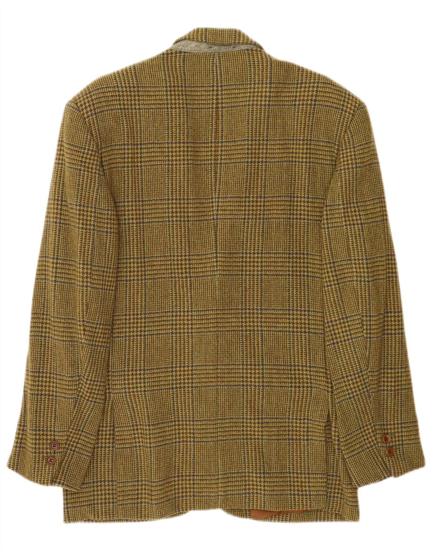 GB.PEDRINI Mens 2 Button Blazer Jacket IT 50 Large Green Houndstooth - Image 2