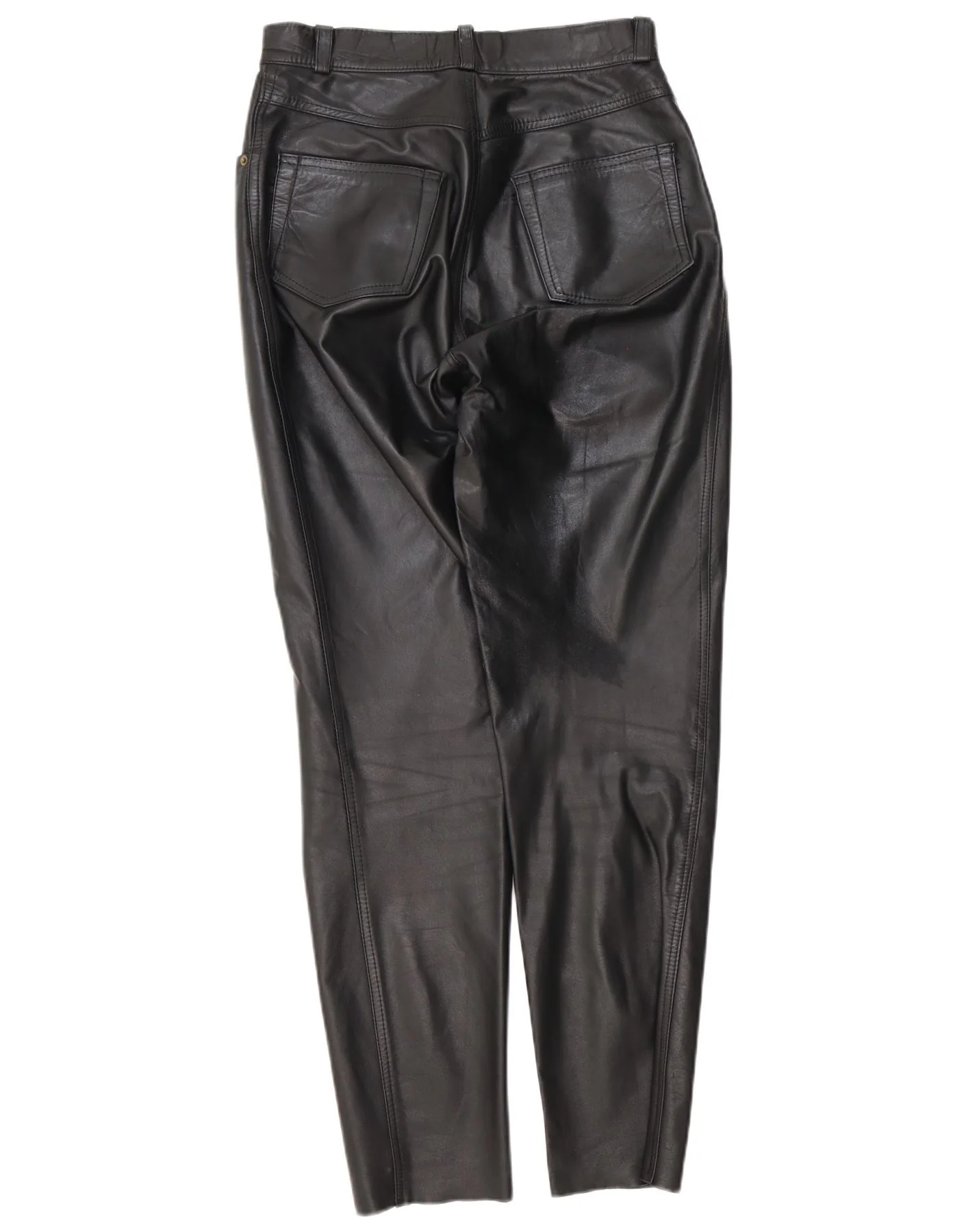 Genuine Leather Womens Tapered Trousers W28 L29 Black - Image 2