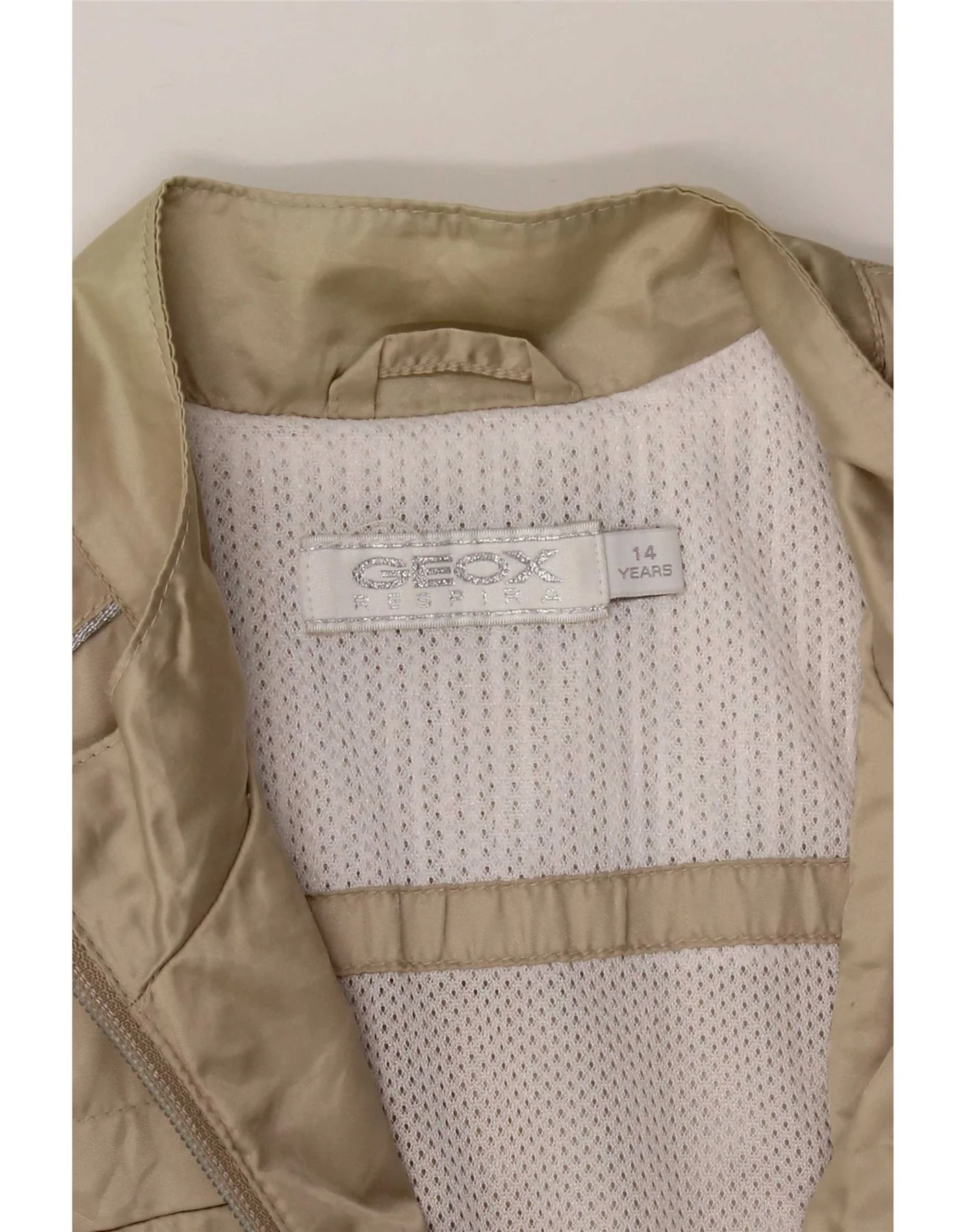 Geox Girls Respira Bomber Jacket 13-14 Years Beige Polyamide - Image 3
