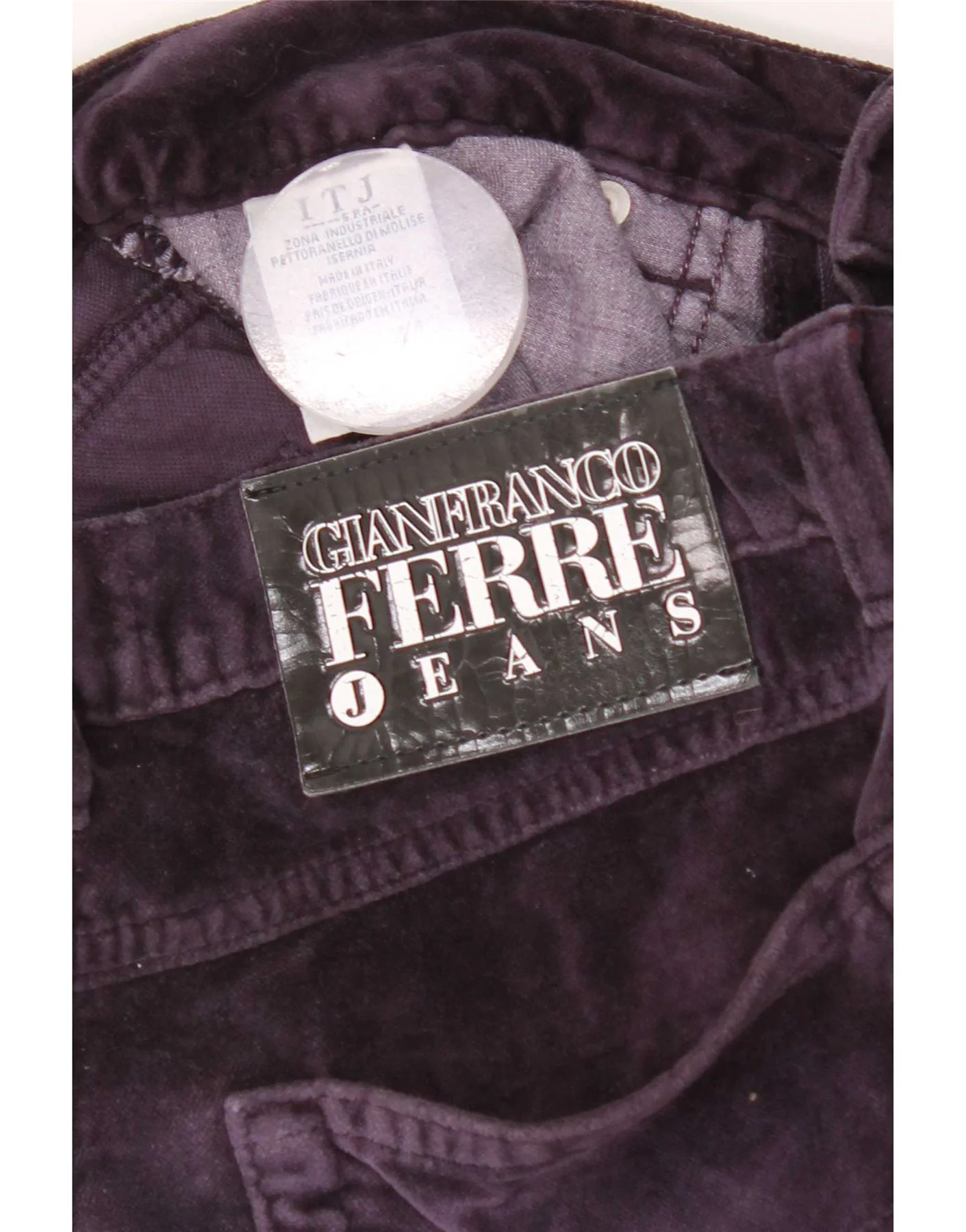 Gianfranco Ferre Womens Slim Velvet Casual Trousers W30 L31 Purple Cotton - Image 3