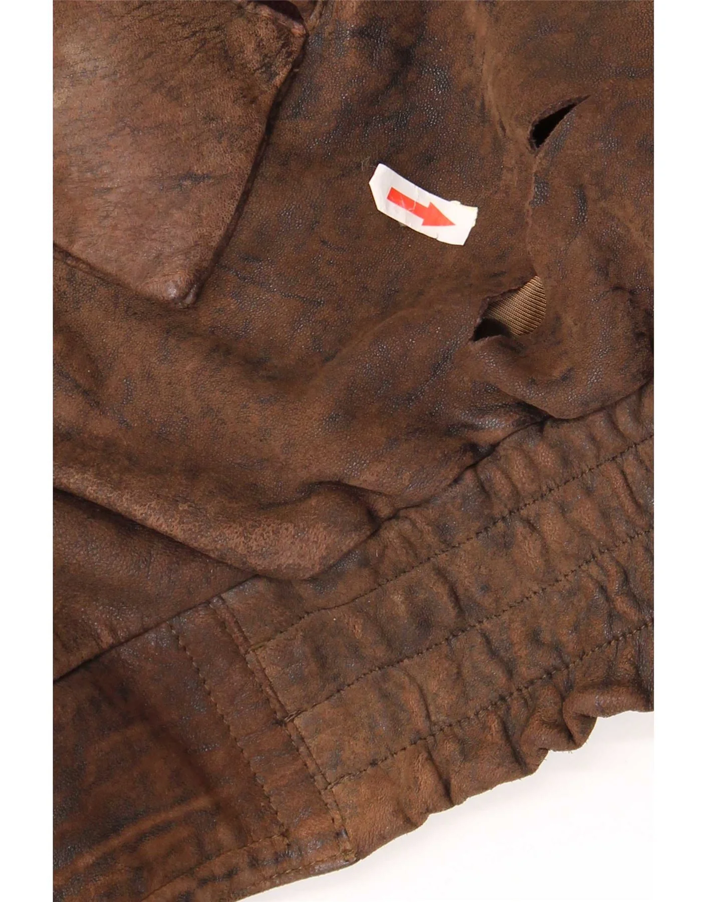 Gina Bacconi Mens Leather Bomber Jacket UK 36 Small Brown Patchwork Retro - Image 3