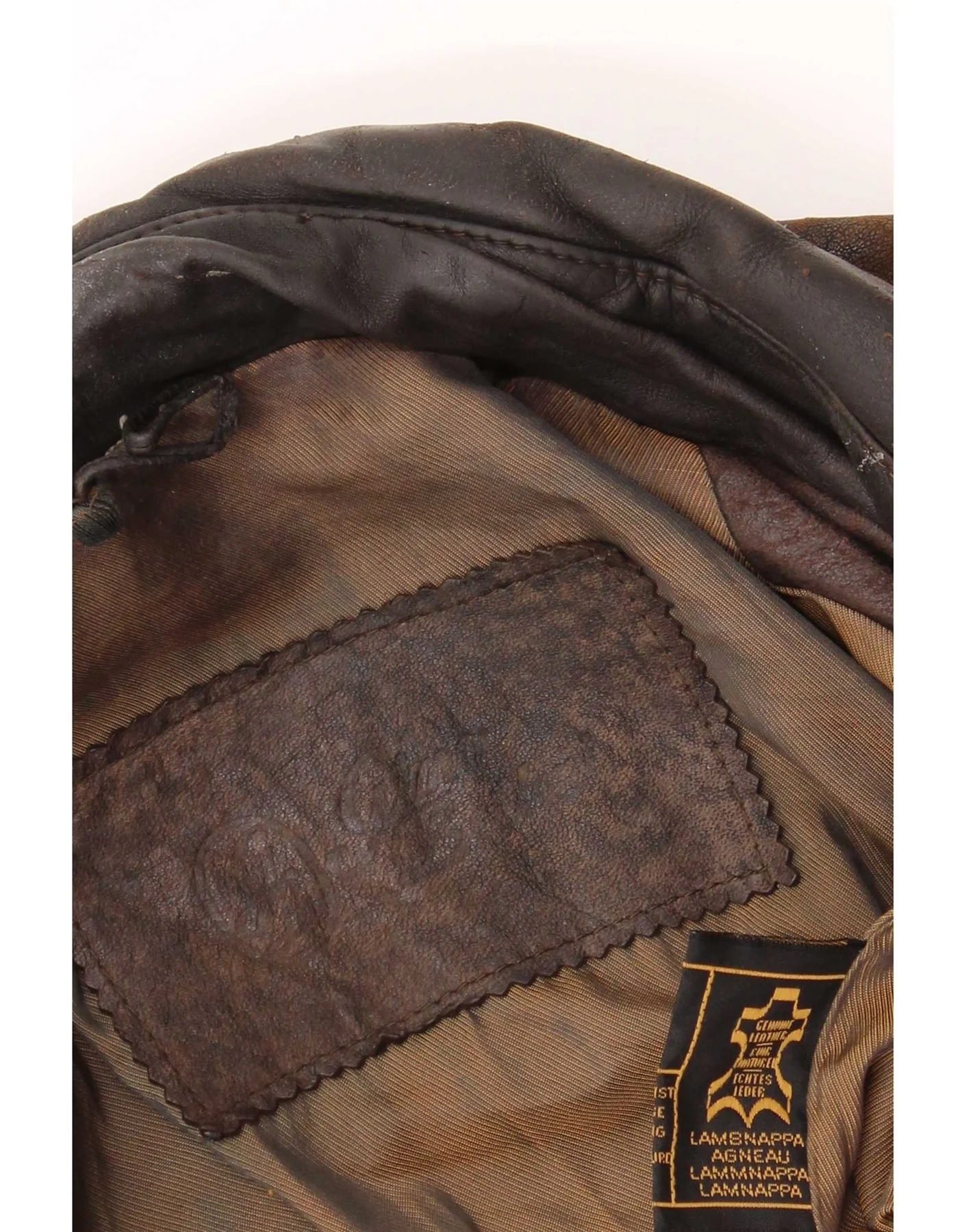 Gina Bacconi Mens Leather Bomber Jacket UK 36 Small Brown Patchwork Retro - Image 4