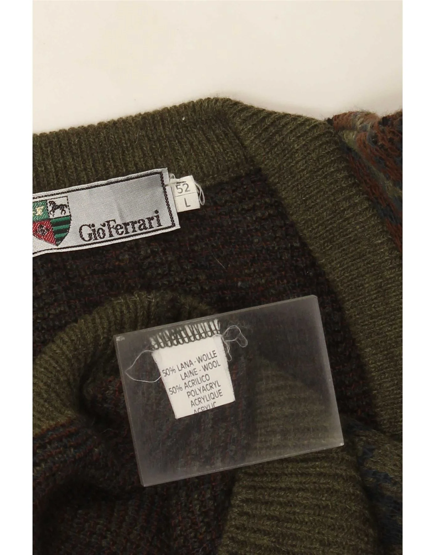 gio ferrari Mens Cardigan Sweater IT 52 Large Green Paisley Wool - Image 3