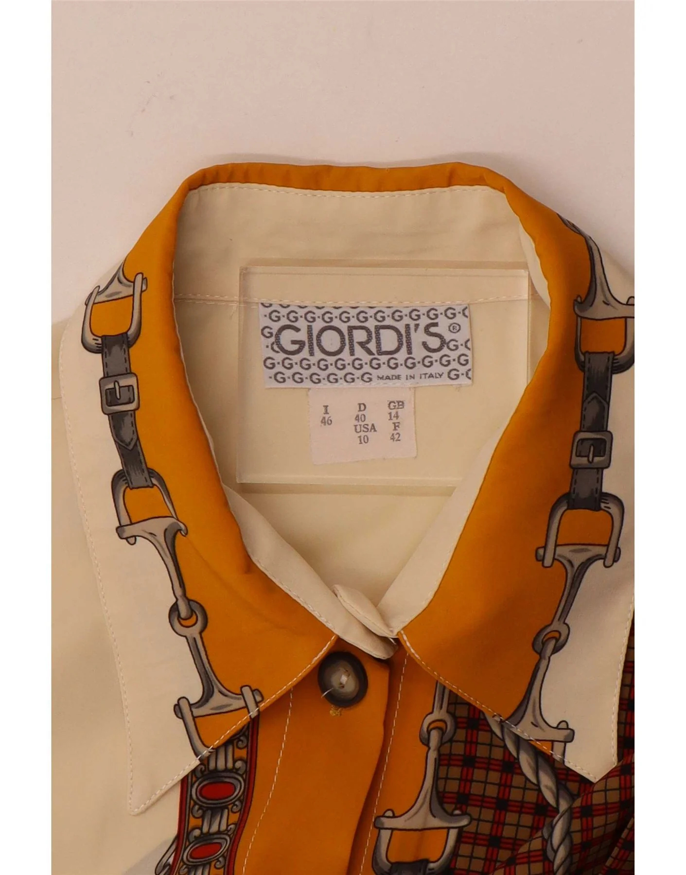 Giordi's Womens Graphic Shirt Blouse UK 14 Large White Check - Image 3