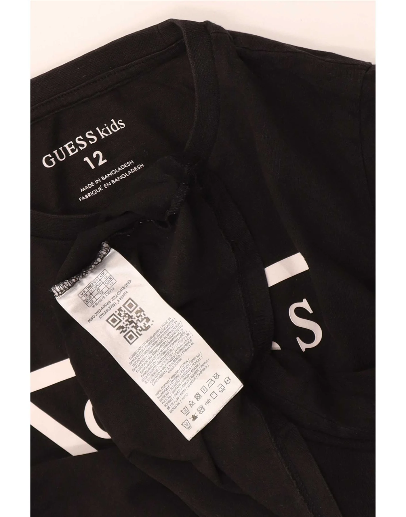 Guess Boys Graphic T-Shirt Top 11-12 Years Black Cotton - Image 3