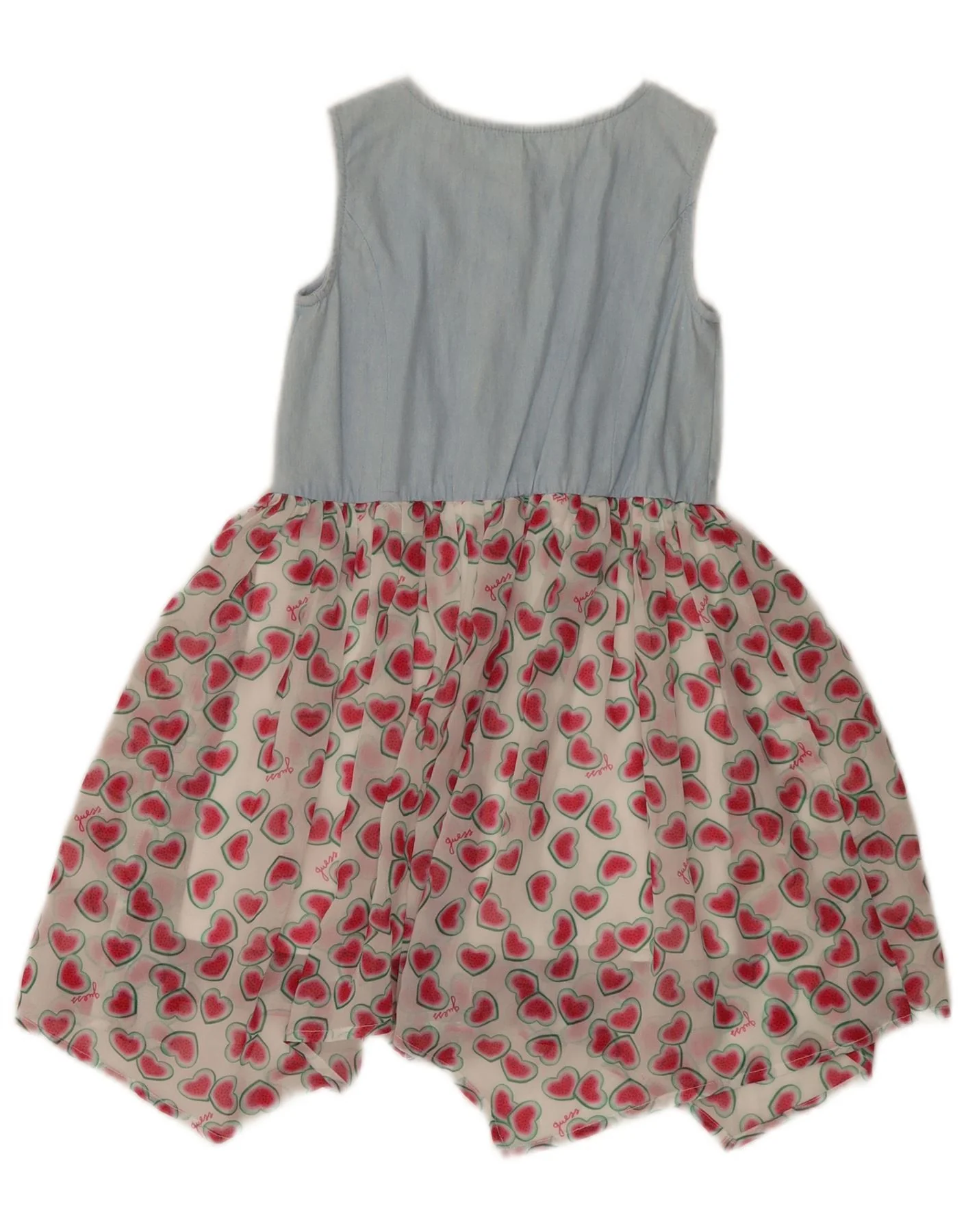 Guess Girls Abstract Pattern Sleeveless Asymmetrical Dress 4-5 Years Blue - Image 2