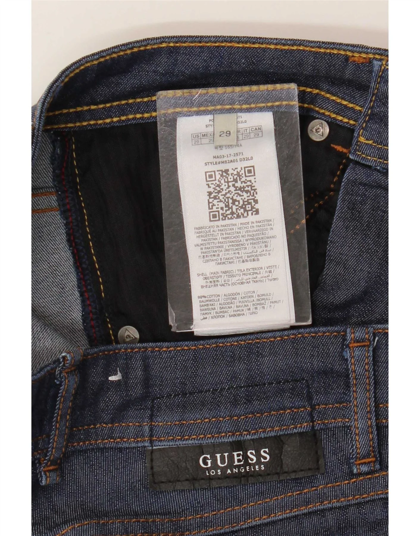 Guess Mens Charlie Slim Jeans W29 L31 Navy Blue Cotton - Image 3