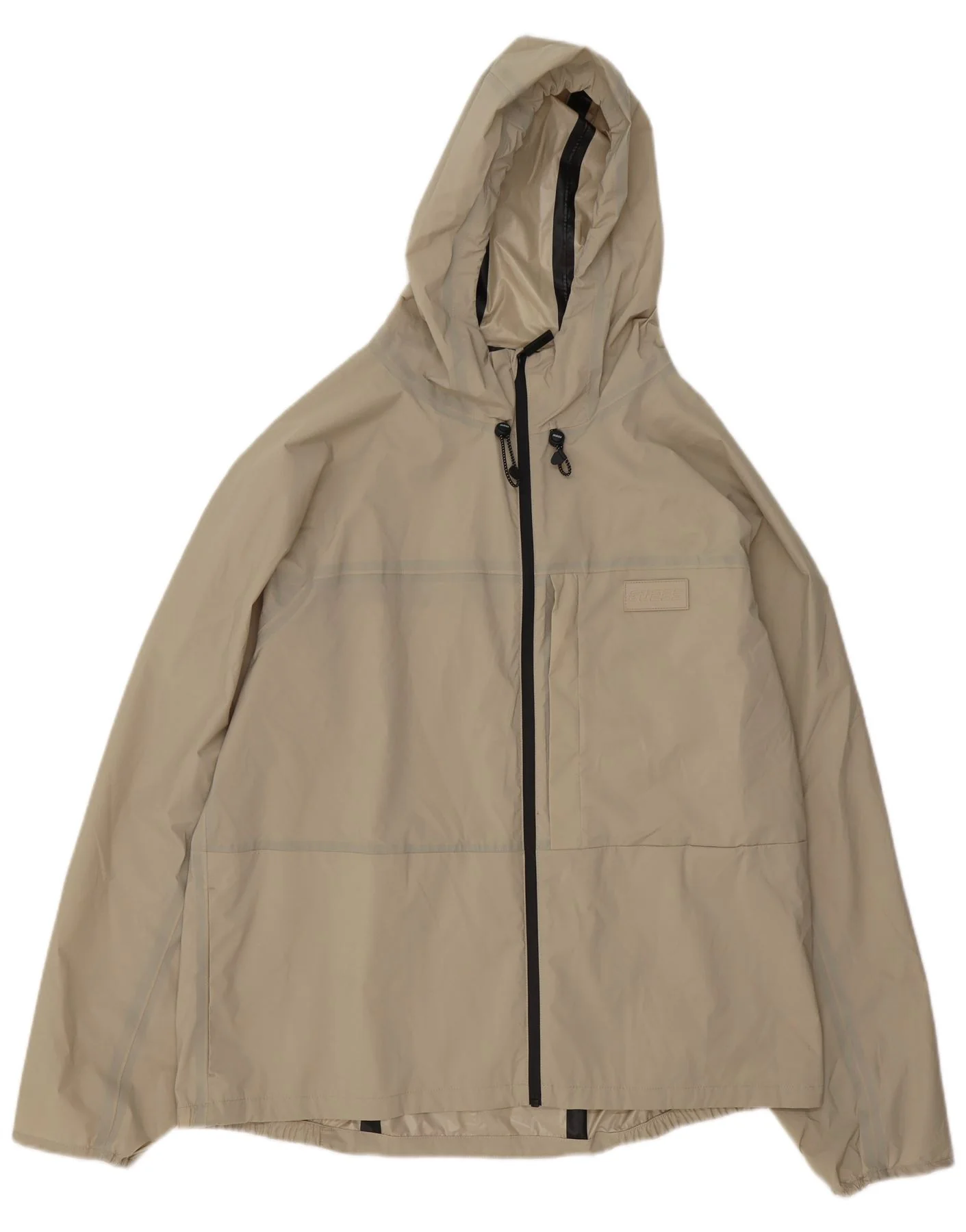 Guess Mens Hooded Rain Jacket UK 42 XL Beige Polyethylene