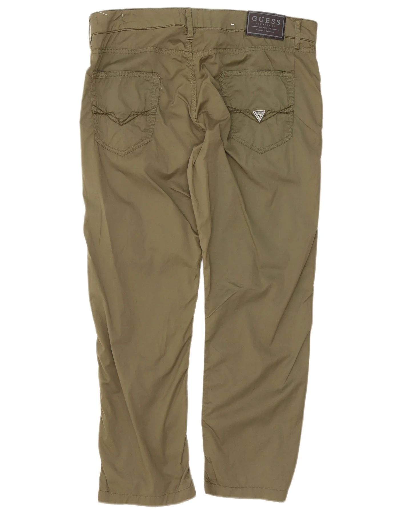Guess Mens Slim Cropped Trousers W34 L25 Khaki Cotton - Image 2