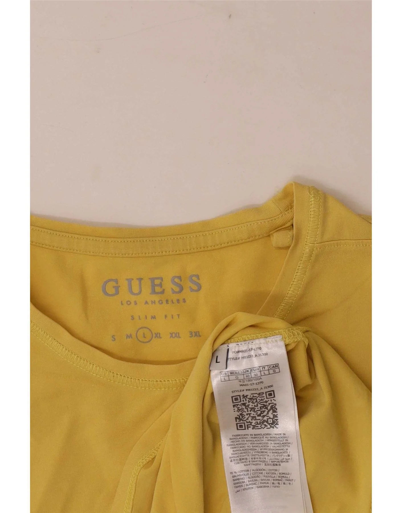Guess Mens Slim Fit Graphic T-Shirt Top Large Yellow Cotton - Image 3